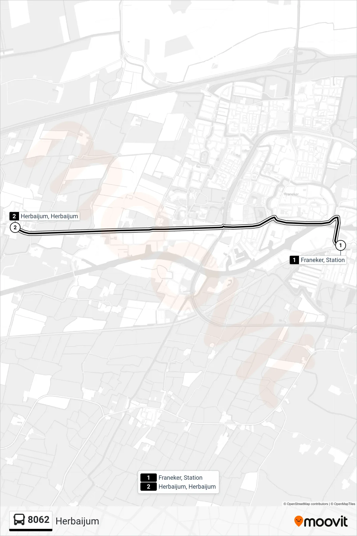 Lijn 8062 (bus, Herbaijum): route en haltes op de kaart