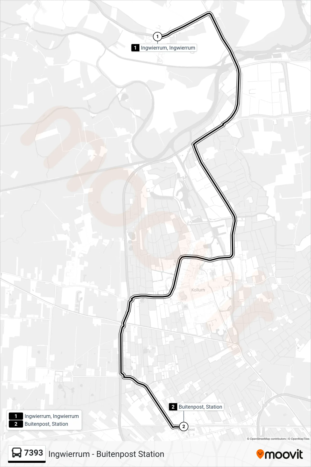 Lijn 7393 (bus, Buitenpost): route en haltes op de kaart