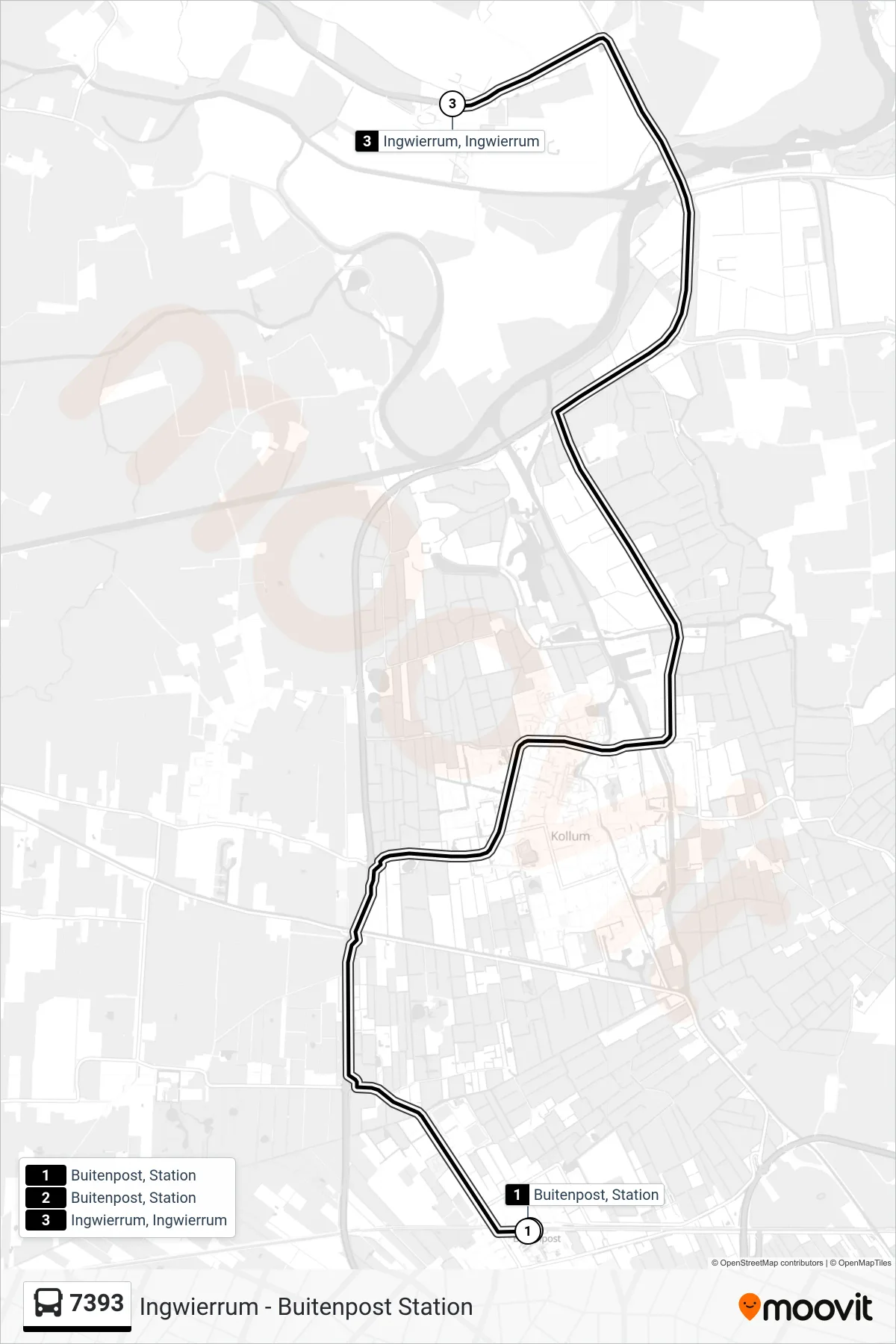 Lijn 7393 (bus, Ingwierrum): route en haltes op de kaart