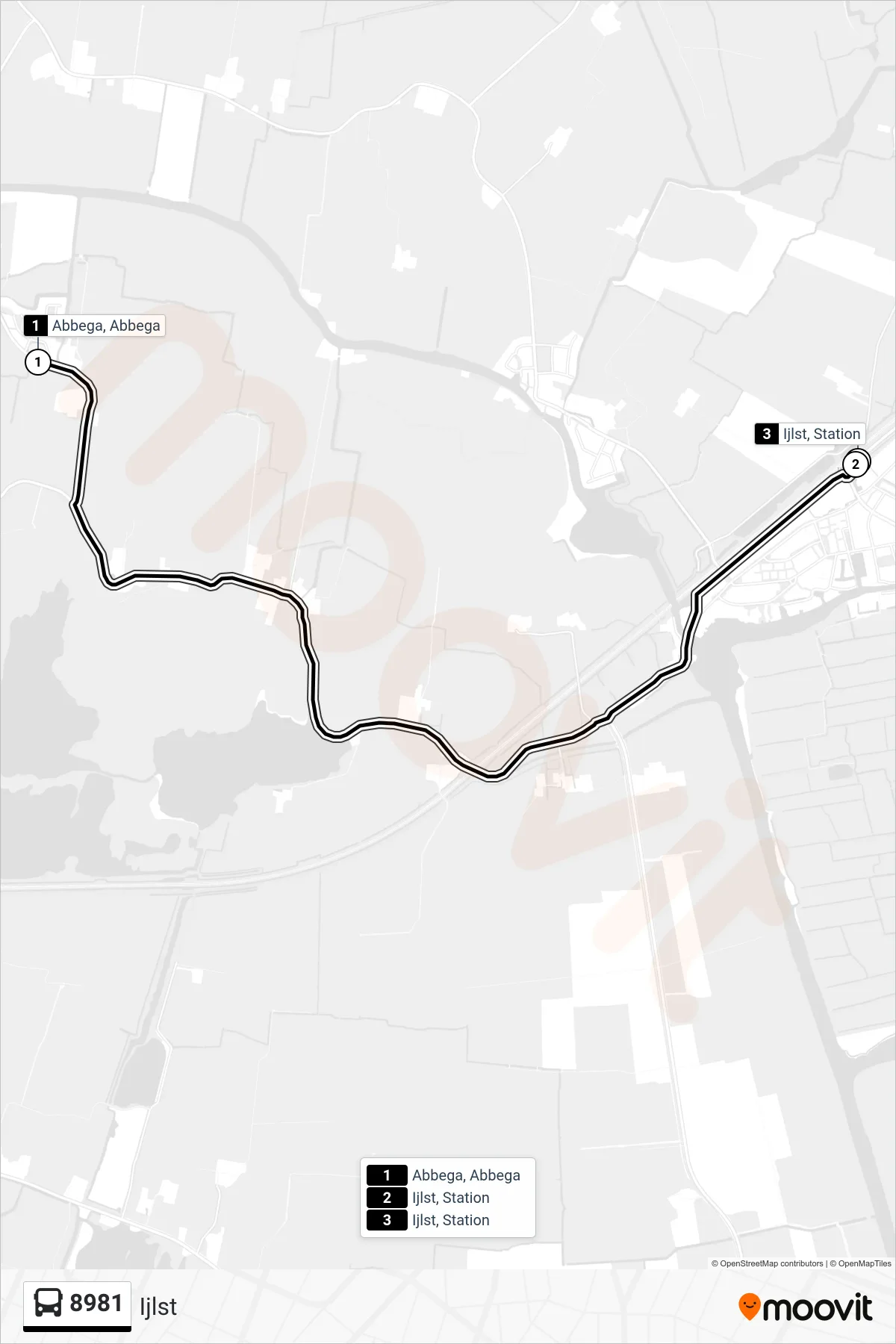 8981 bus Line (Ijlst) route and stops on a map