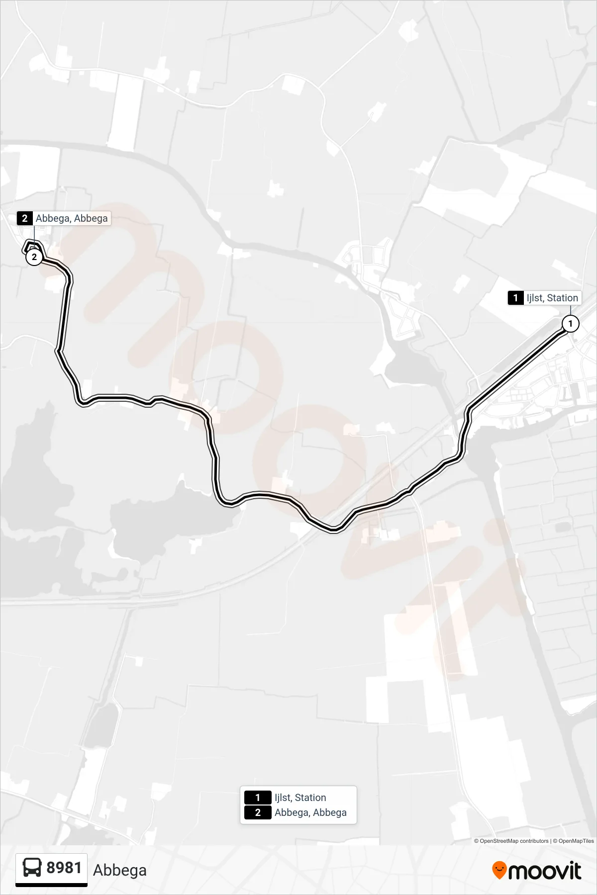 Lijn 8981 (bus, Abbega): route en haltes op de kaart