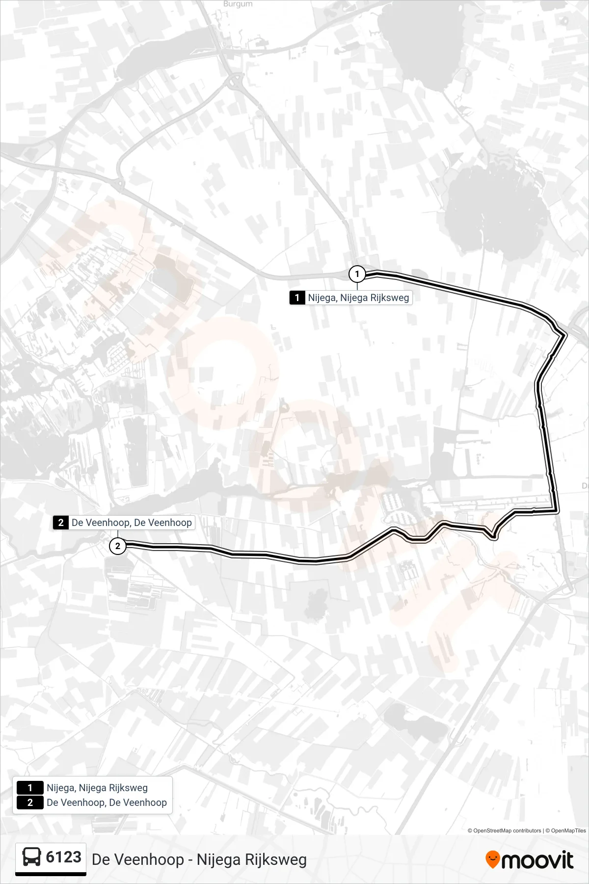 Lijn 6123 (bus, De Veenhoop): route en haltes op de kaart