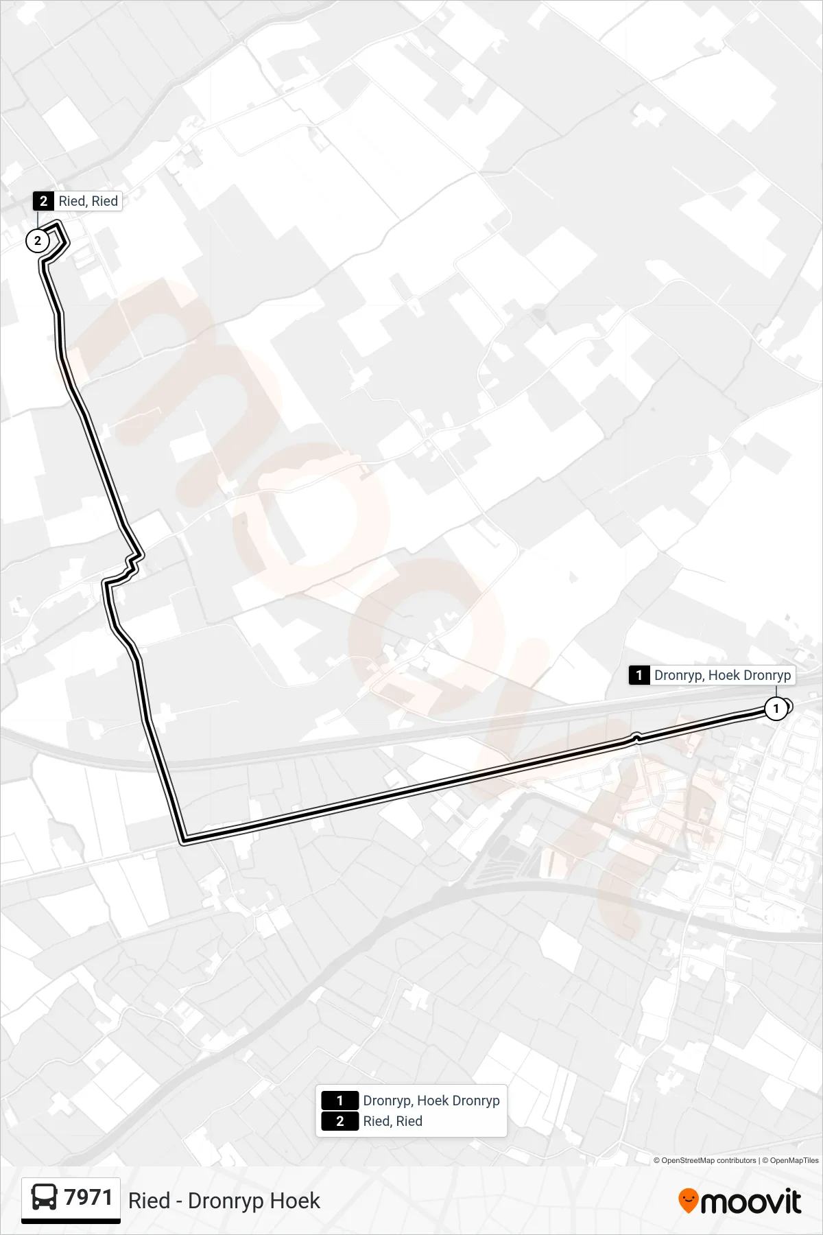 7971 bus Line (Ried) route and stops on a map