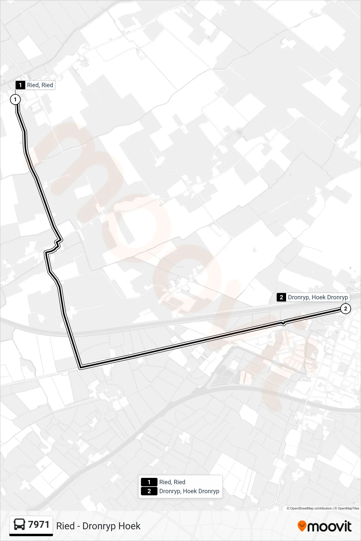 Lijn 7971 (bus, Dronryp): route en haltes op de kaart
