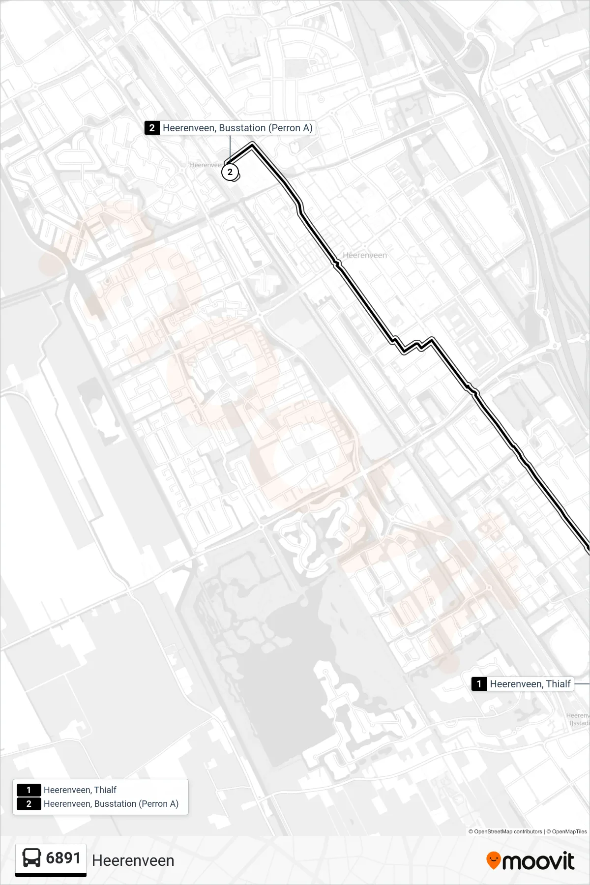 Lijn 6891 (bus, Heerenveen): route en haltes op de kaart