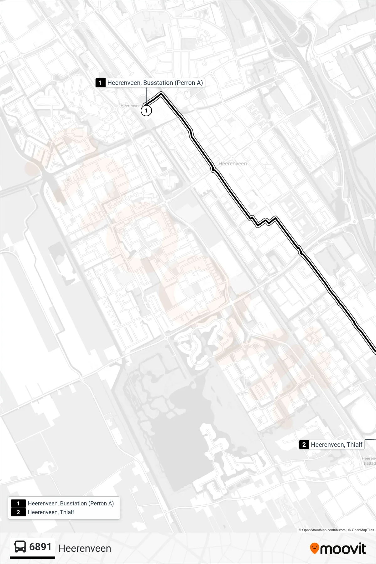 Lijn 6891 (bus, Heerenveen): route en haltes op de kaart
