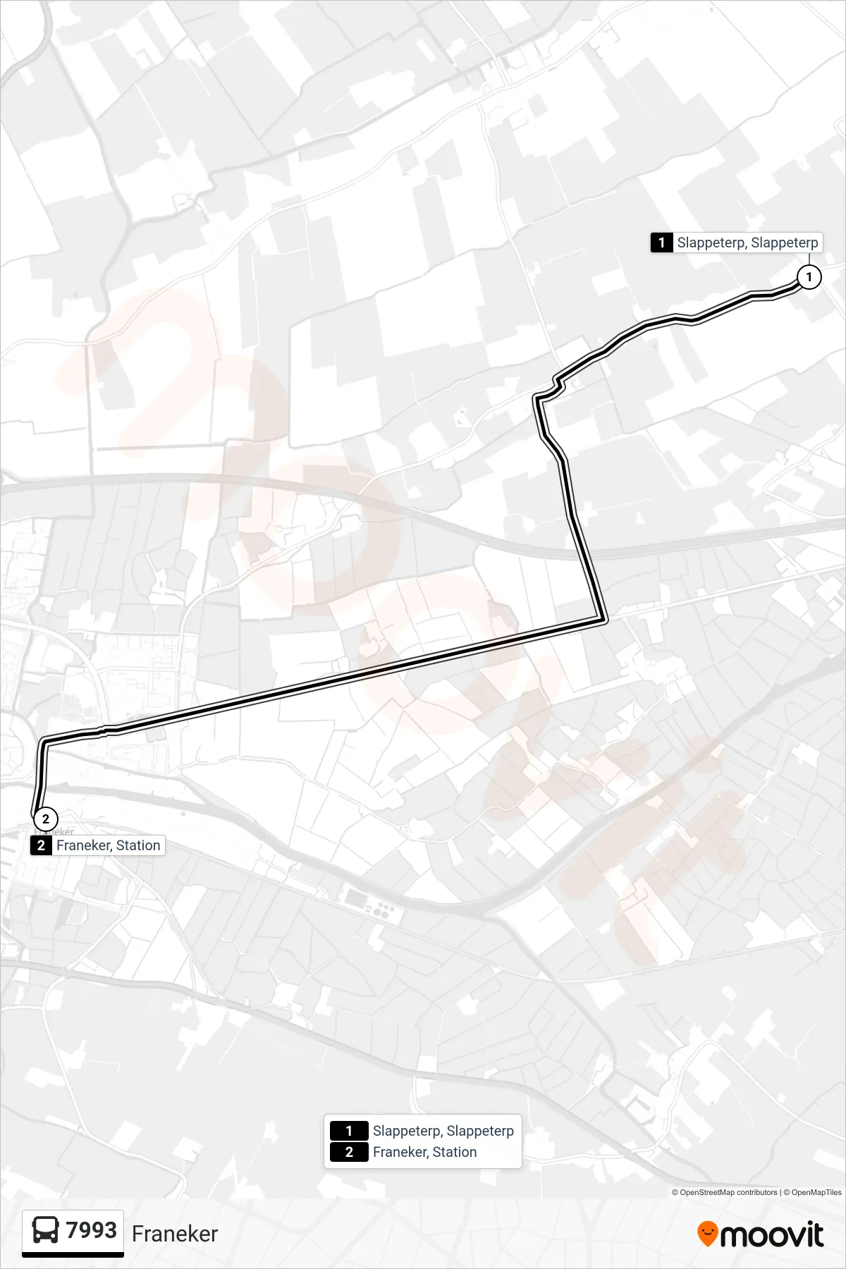 Lijn 7993 (bus, Franeker): route en haltes op de kaart