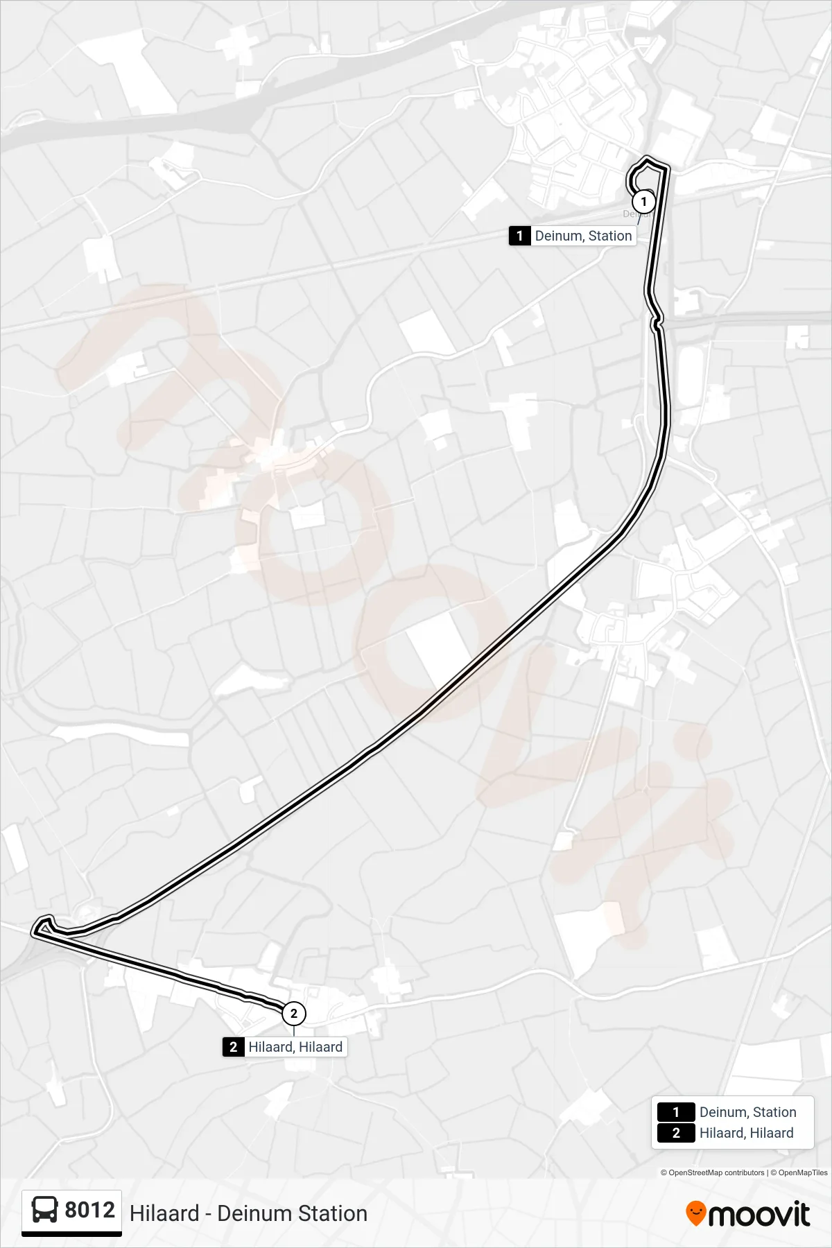 8012 bus Line (Hilaard) route and stops on a map