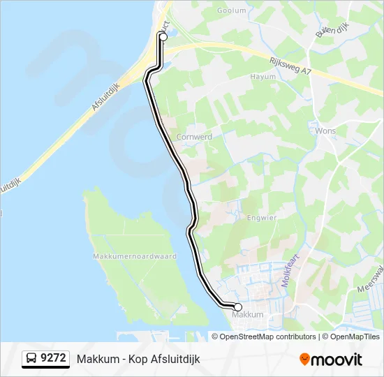 Bus 9272 lijnkaart