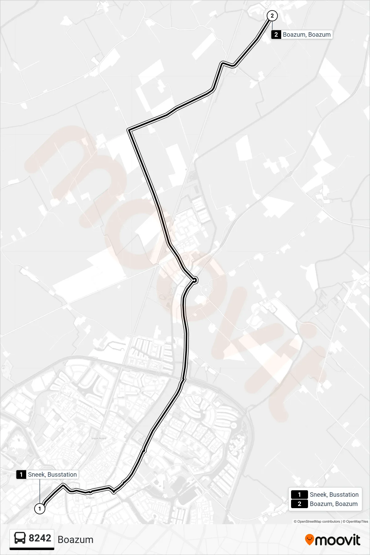 Lijn 8242 (bus, Boazum): route en haltes op de kaart