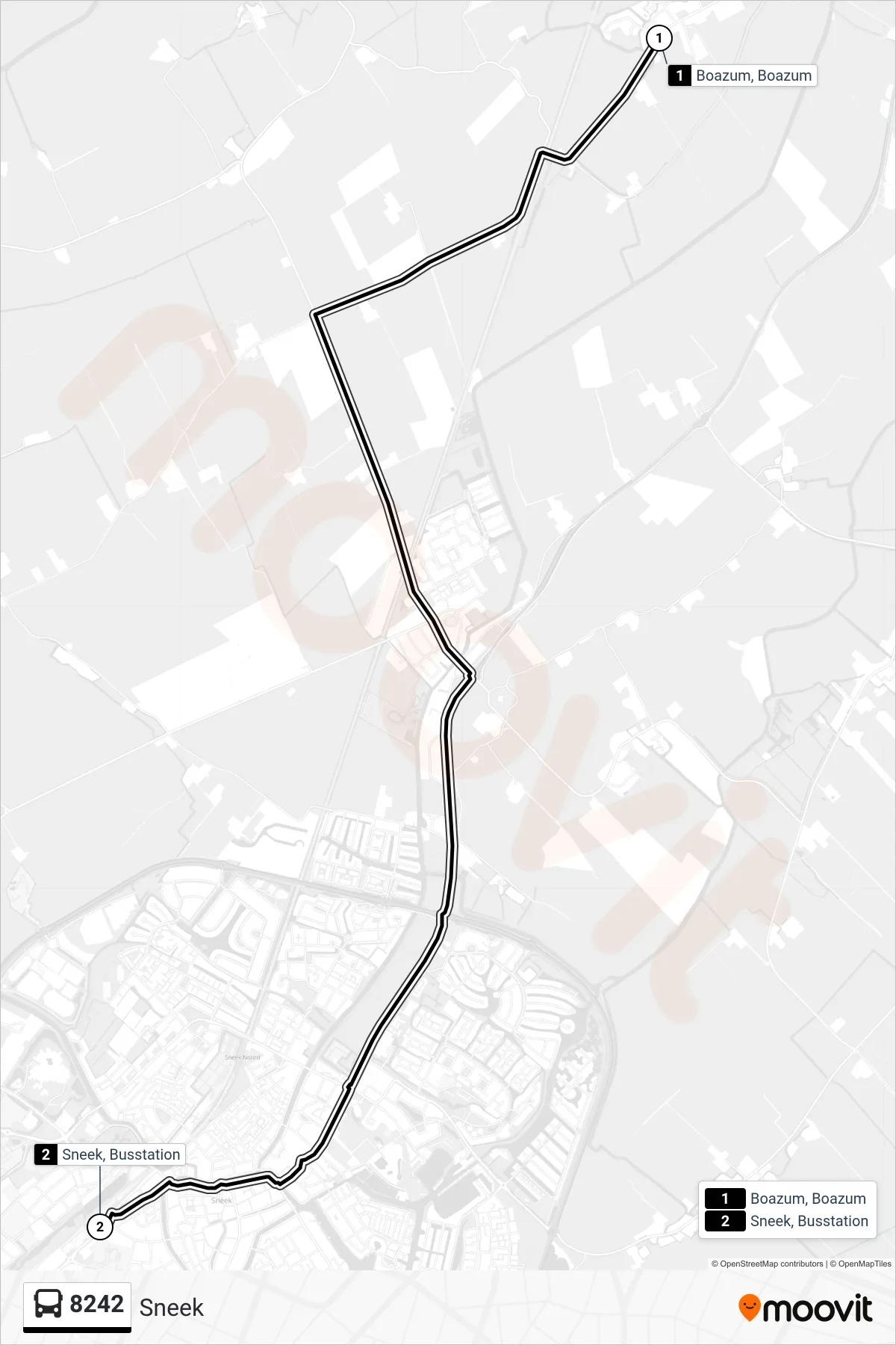 Lijn 8242 (bus, Sneek): route en haltes op de kaart