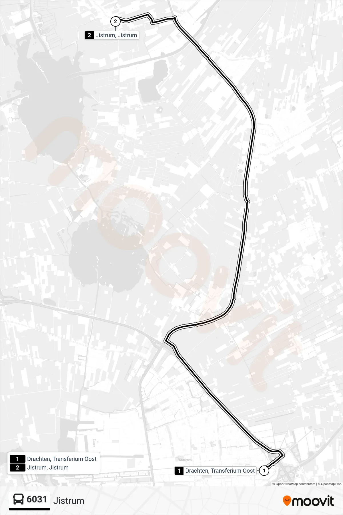 Lijn 6031 (bus, Jistrum): route en haltes op de kaart