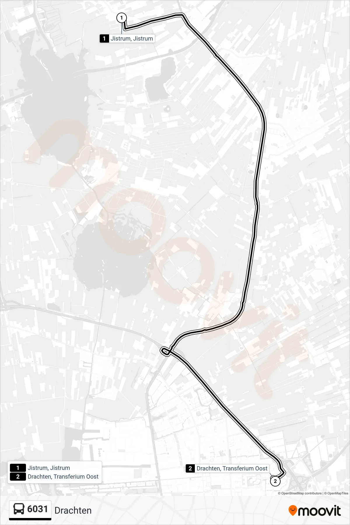 Lijn 6031 (bus, Drachten): route en haltes op de kaart