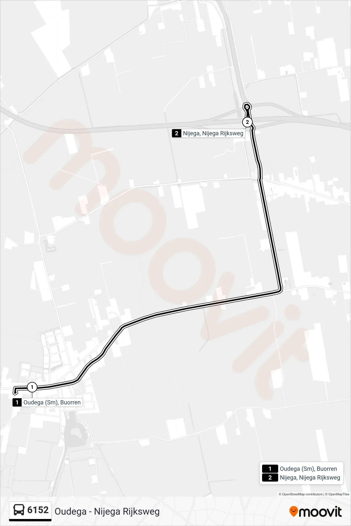 Lijn 6152 (bus, Nijega): route en haltes op de kaart