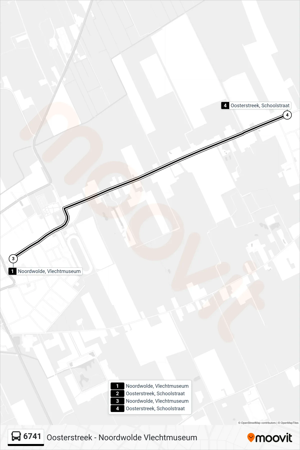 Lijn 6741 (bus, Oosterstreek): route en haltes op de kaart