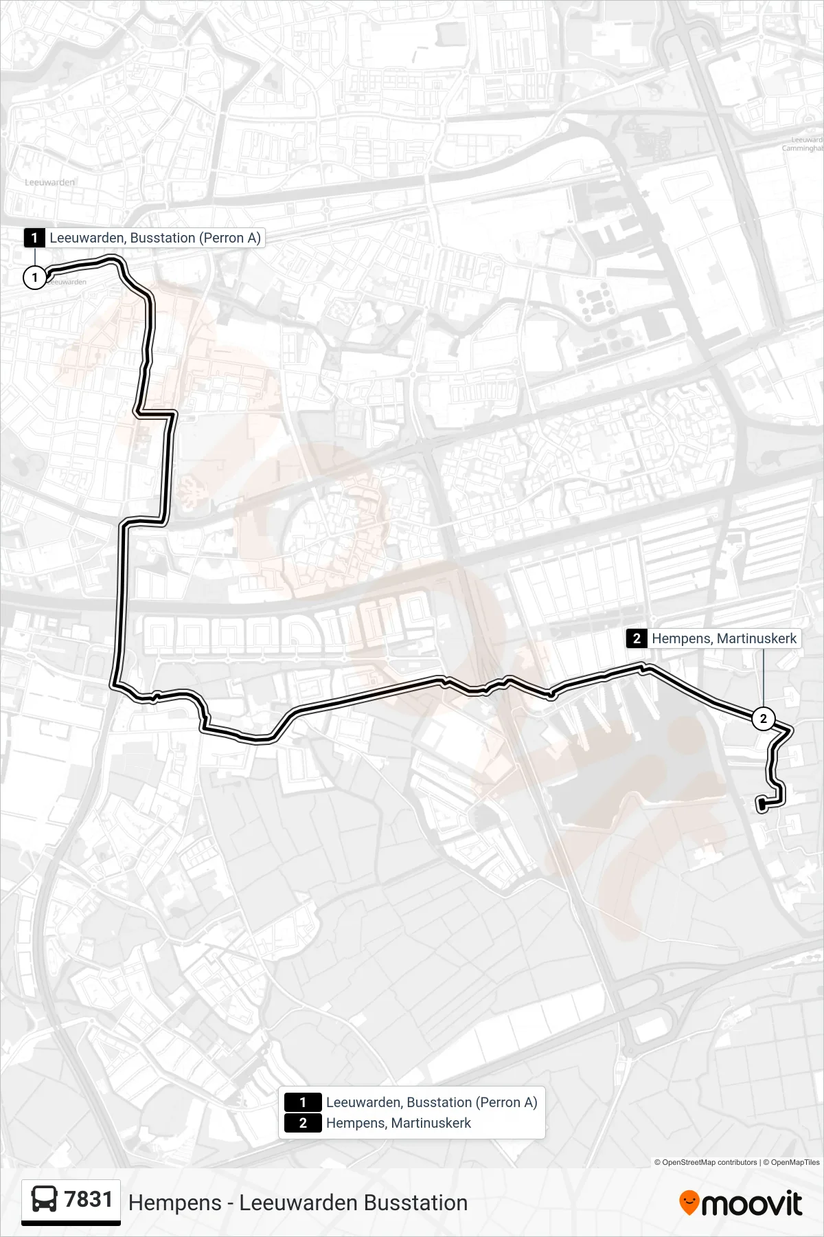 Lijn 7831 (bus, Hempens): route en haltes op de kaart