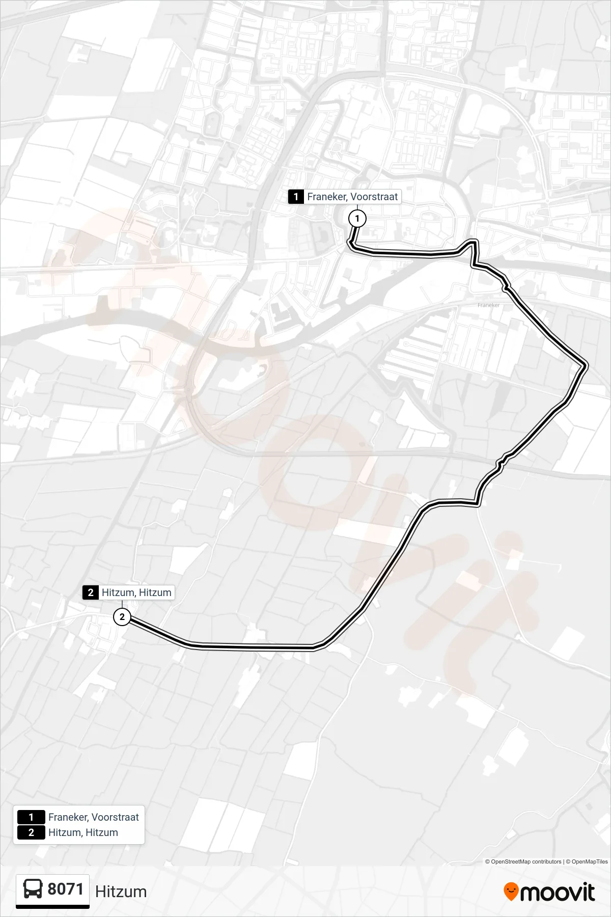 Lijn 8071 (bus, Hitzum): route en haltes op de kaart