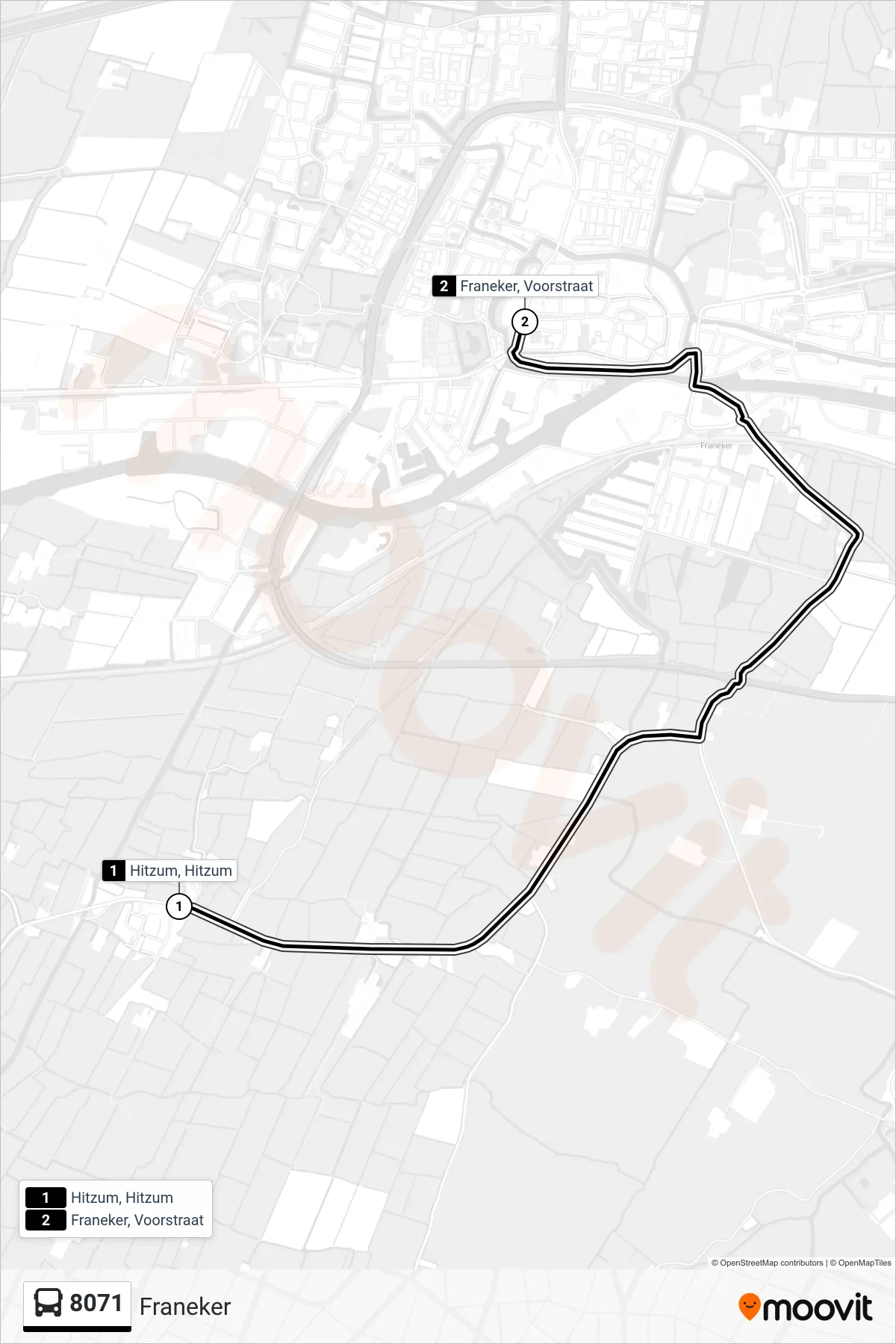 Lijn 8071 (bus, Franeker): route en haltes op de kaart