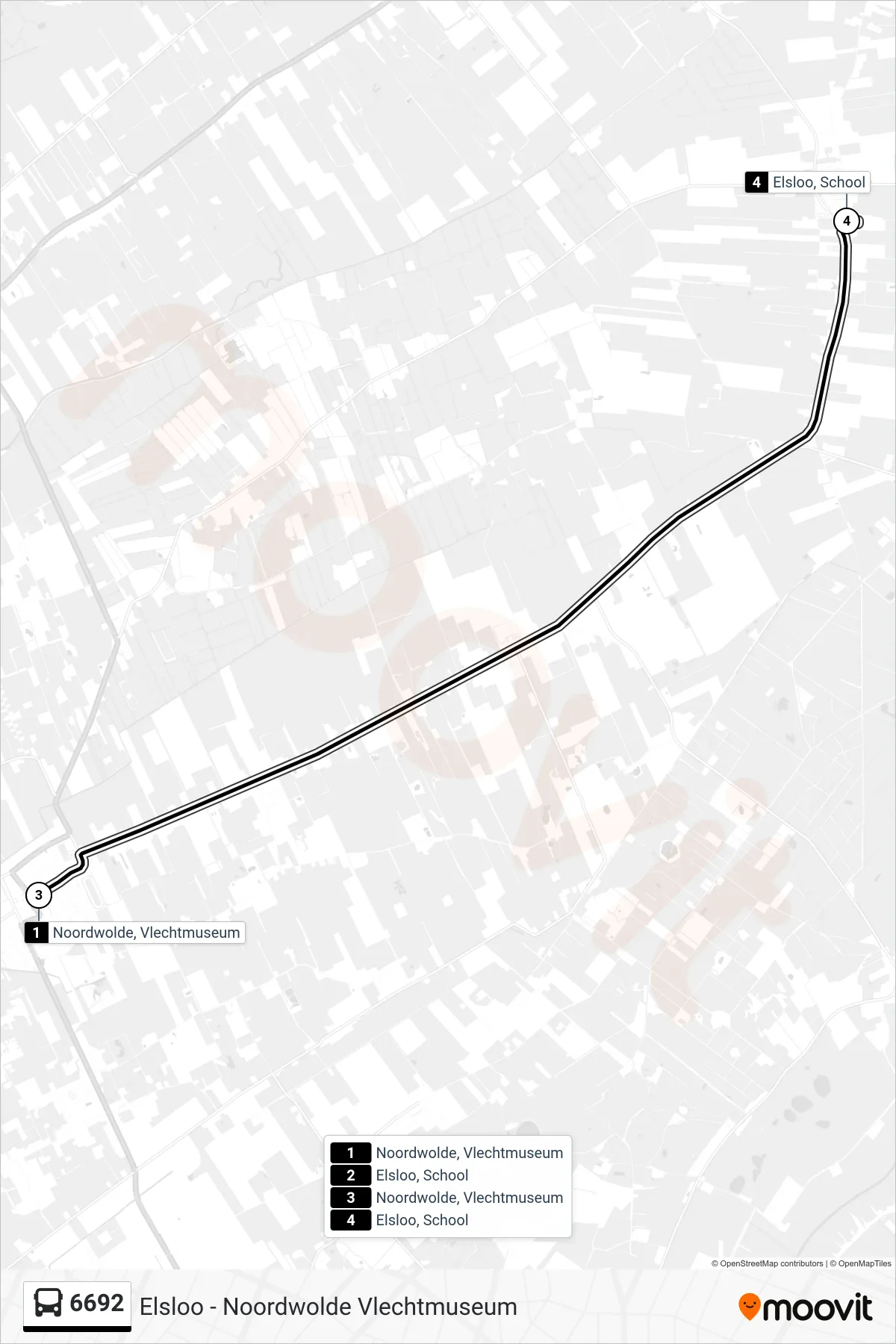 Lijn 6692 (bus, Elsloo): route en haltes op de kaart