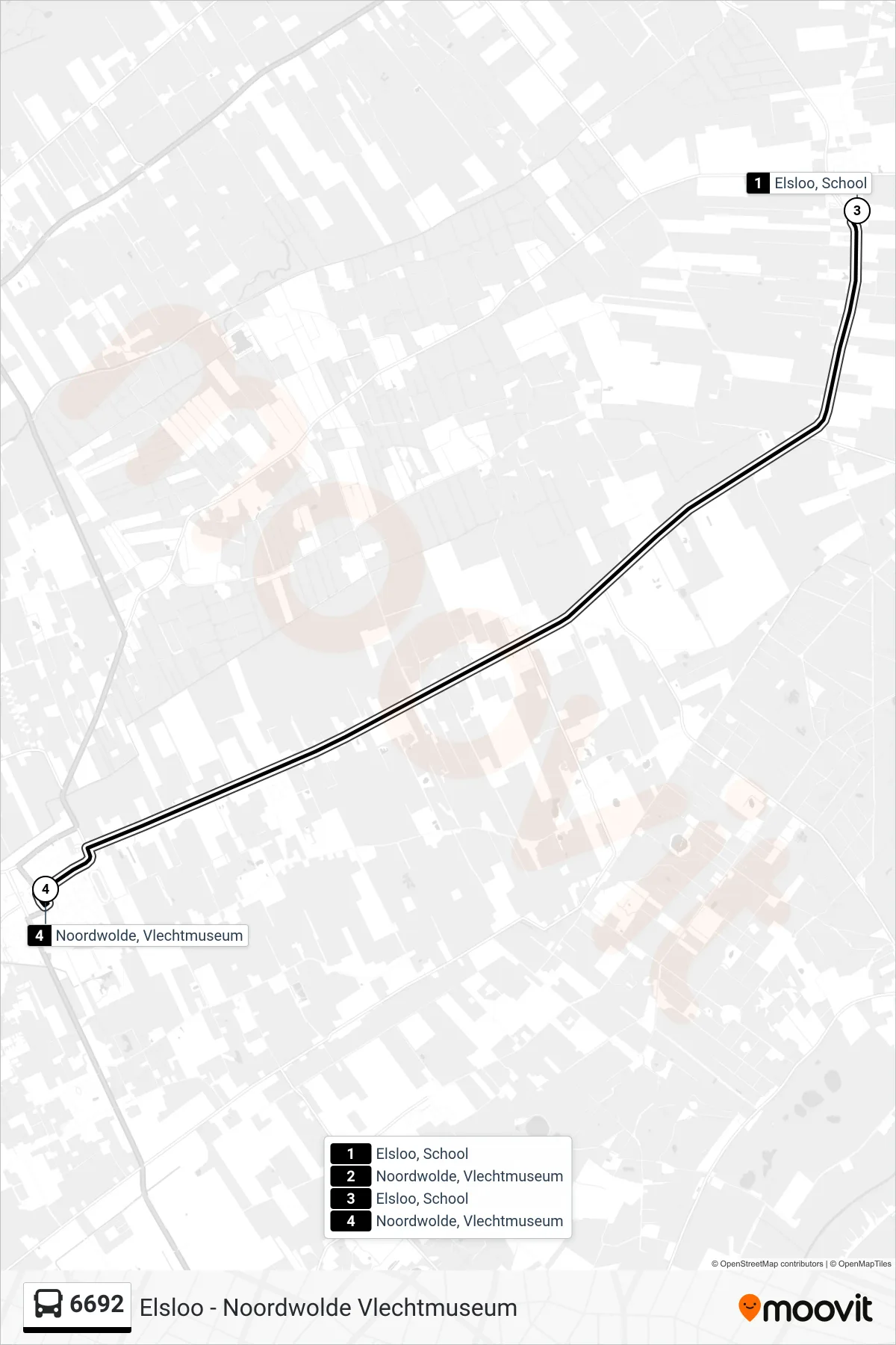 Lijn 6692 (bus, Noordwolde): route en haltes op de kaart