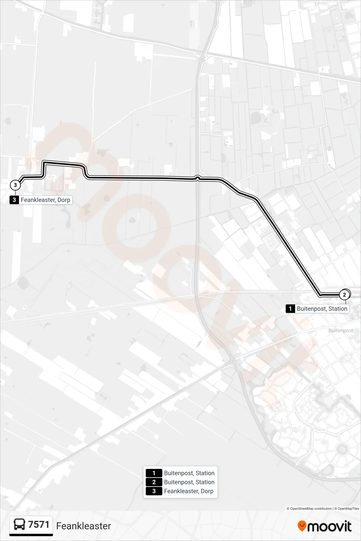 Lijn 7571 (bus, Feankleaster): route en haltes op de kaart