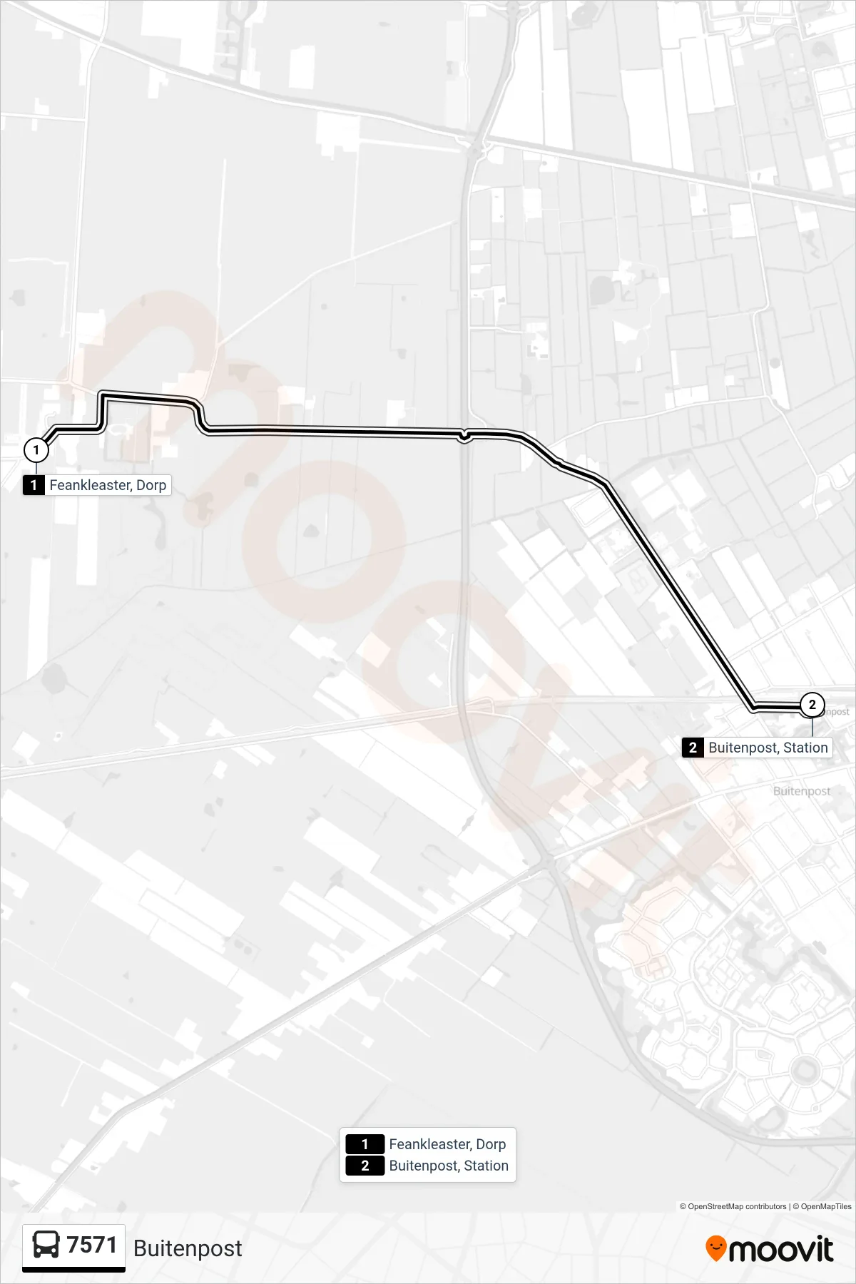Lijn 7571 (bus, Buitenpost): route en haltes op de kaart