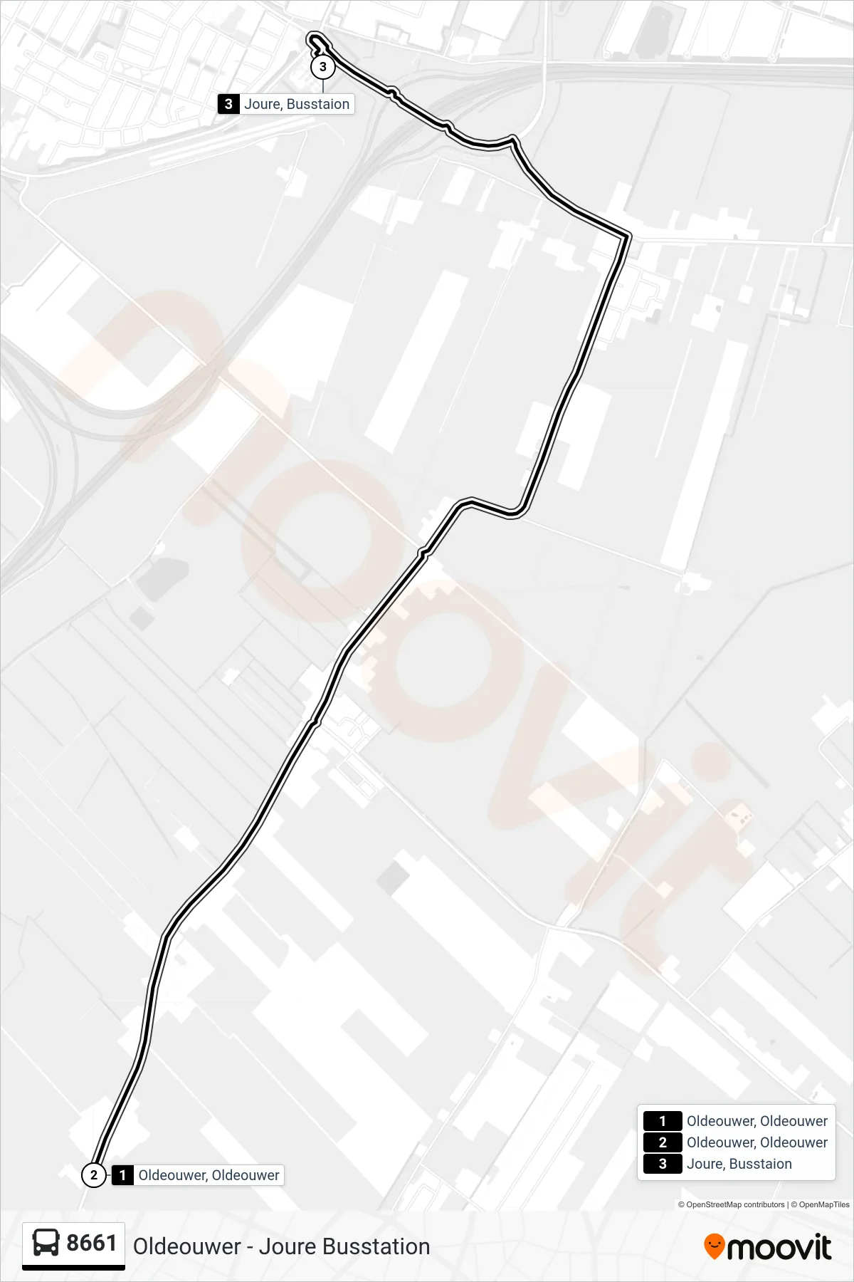 Lijn 8661 (bus, Joure): route en haltes op de kaart