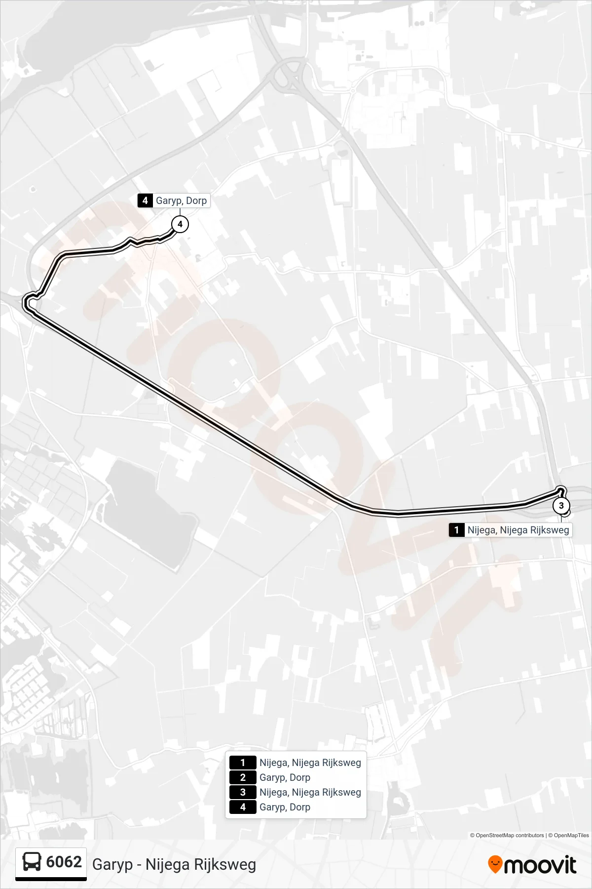 Lijn 6062 (bus, Garyp): route en haltes op de kaart