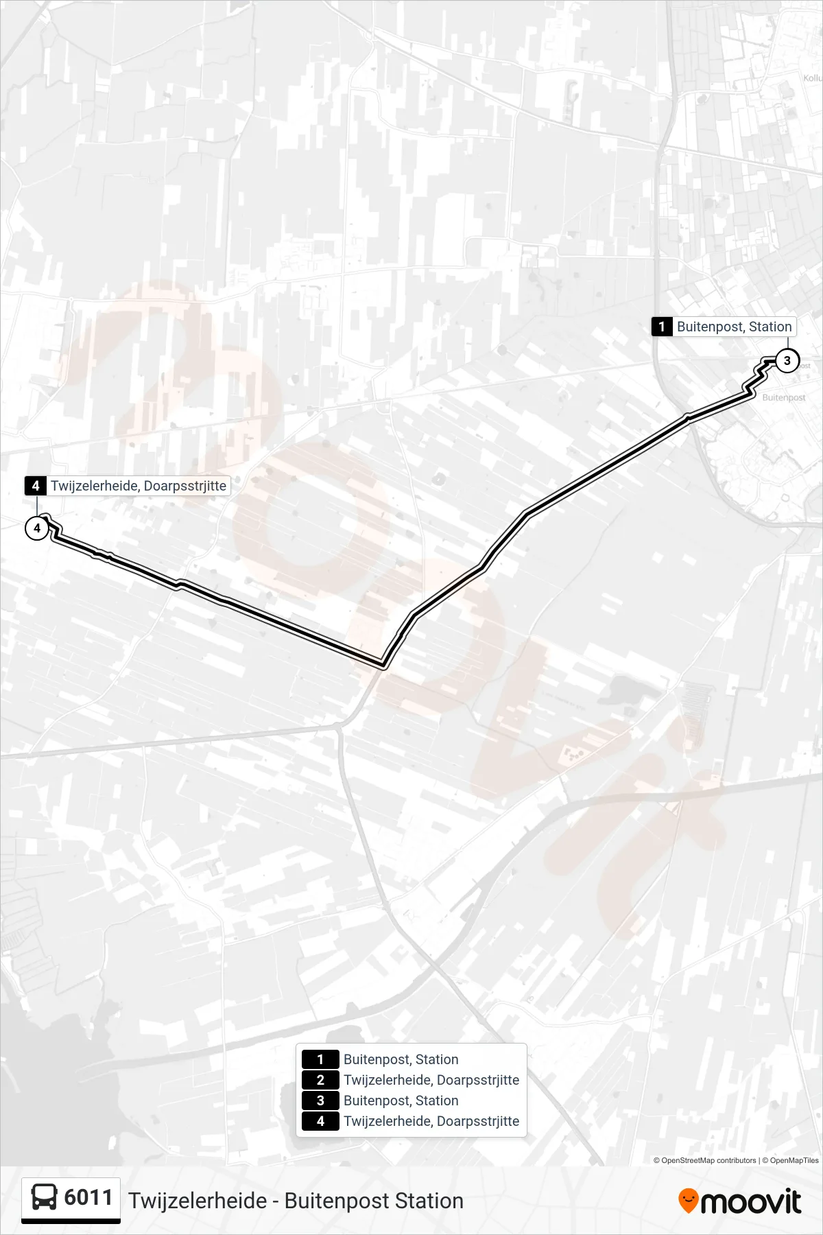 Lijn 6011 (bus, Twijzelerheide): route en haltes op de kaart