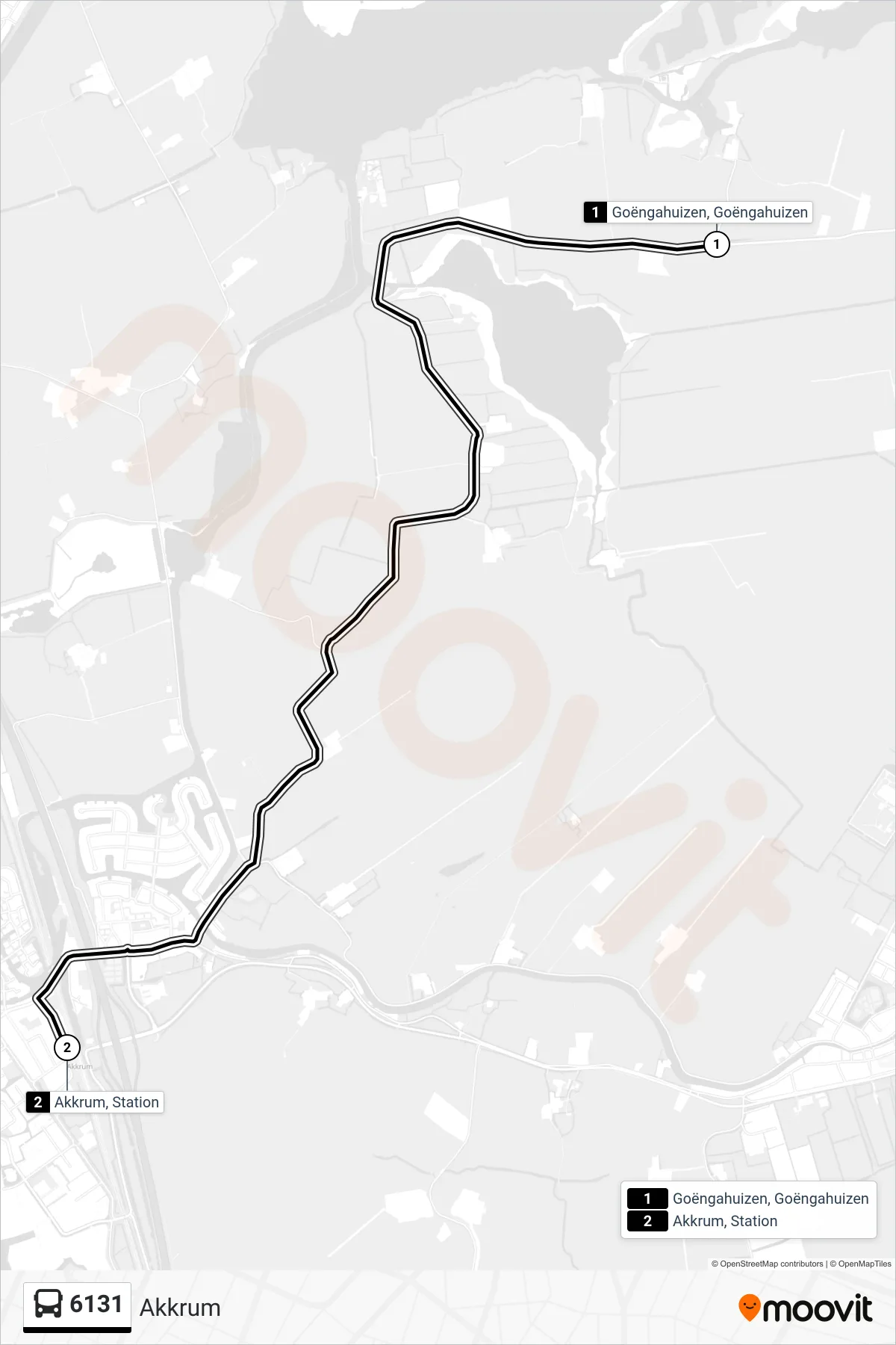 Lijn 6131 (bus, Akkrum): route en haltes op de kaart