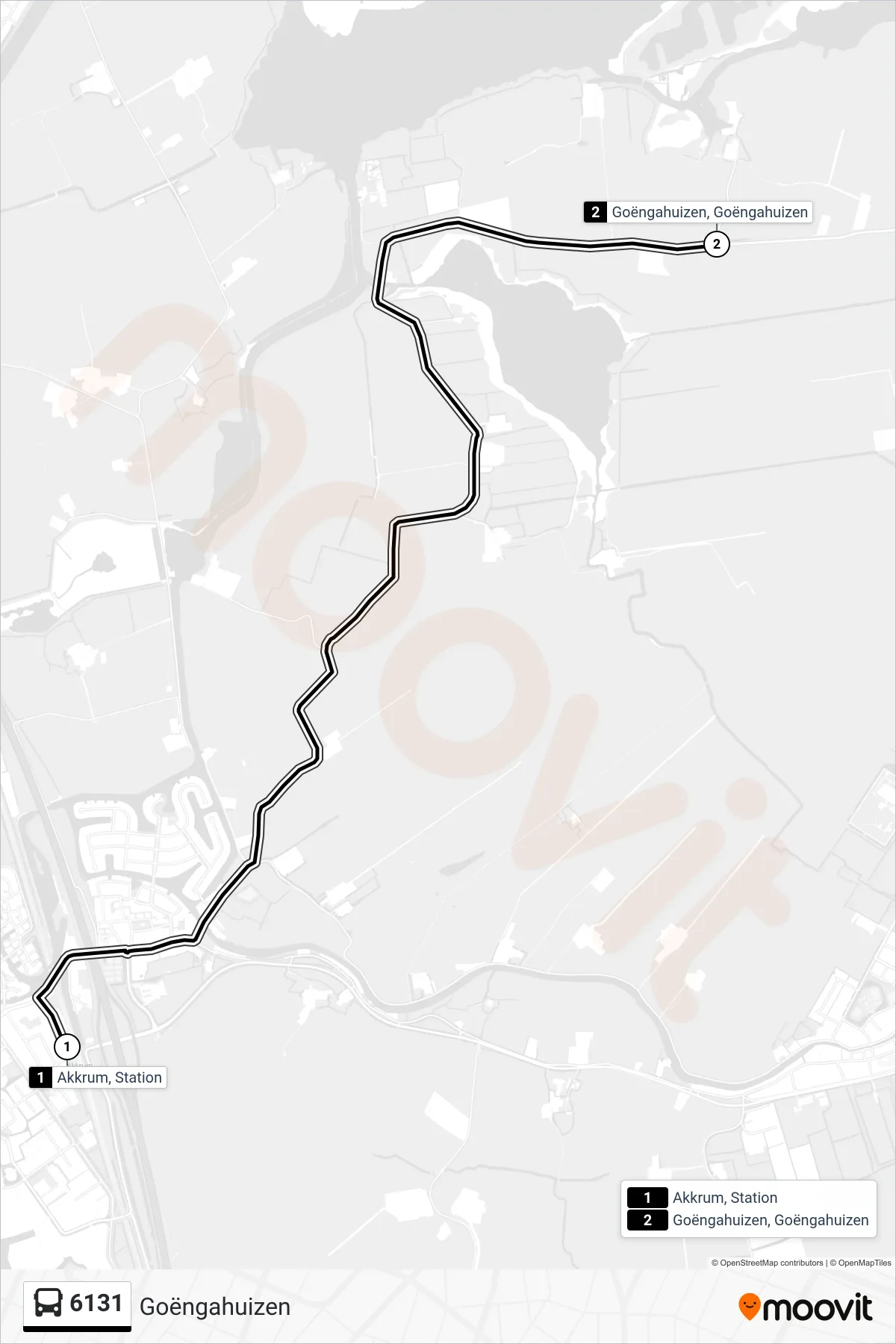 Lijn 6131 (bus, Goëngahuizen): route en haltes op de kaart