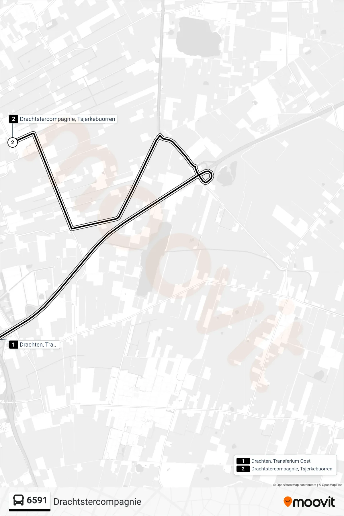 Lijn 6591 (bus, Drachtstercompagnie): route en haltes op de kaart