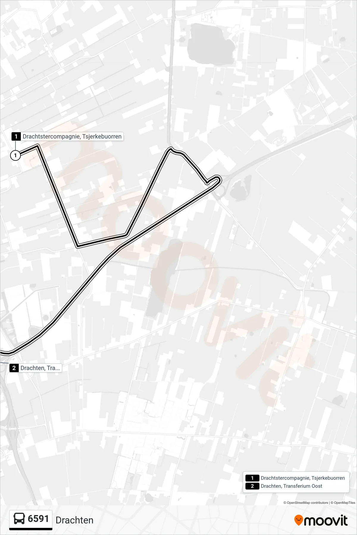 Lijn 6591 (bus, Drachten): route en haltes op de kaart