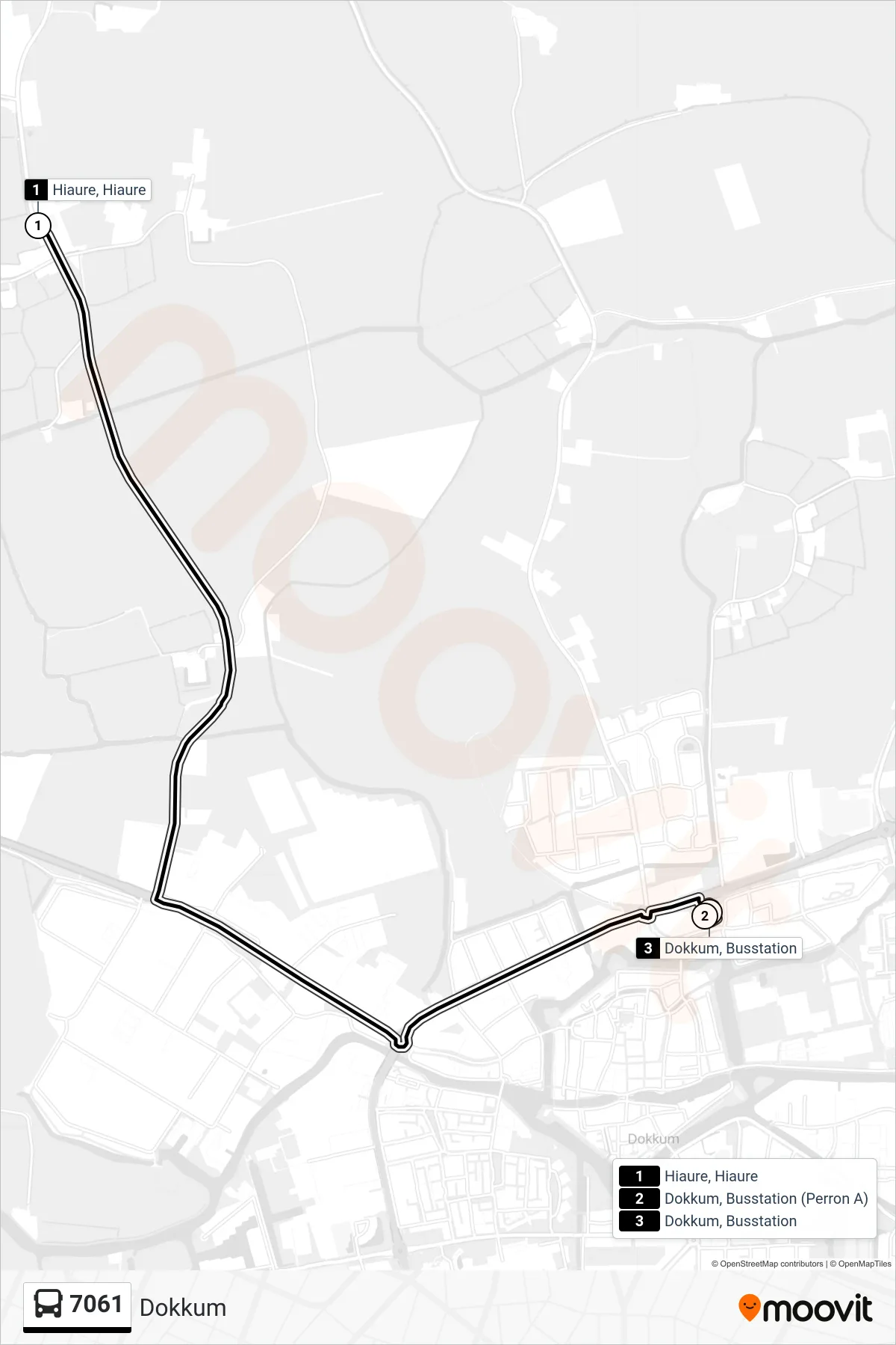 Lijn 7061 (bus, Dokkum): route en haltes op de kaart