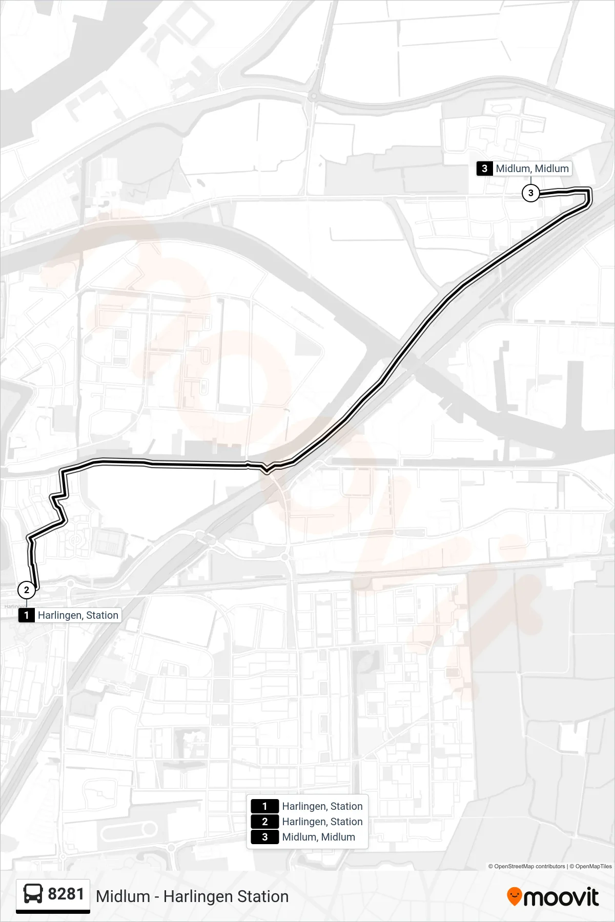 Lijn 8281 (bus, Midlum): route en haltes op de kaart