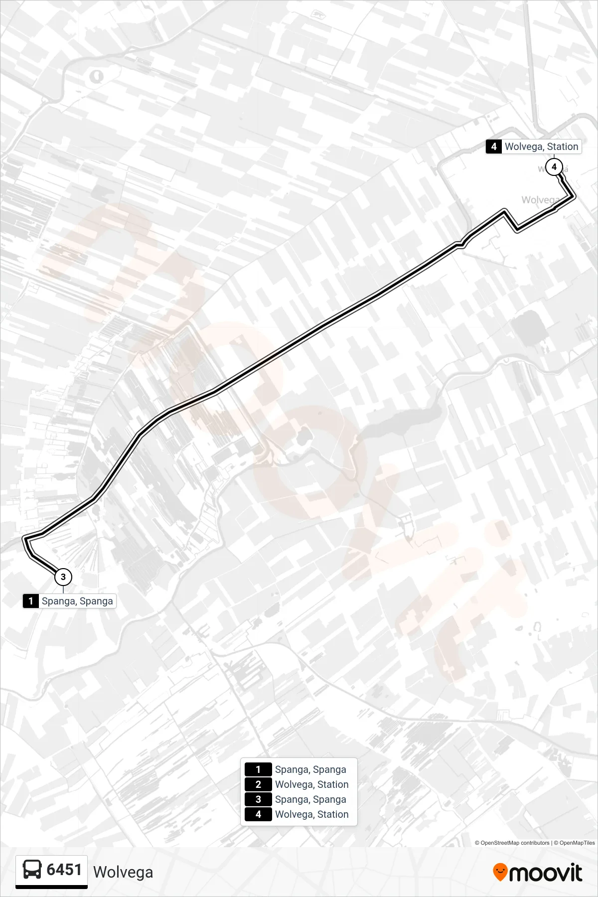 Lijn 6451 (bus, Wolvega): route en haltes op de kaart
