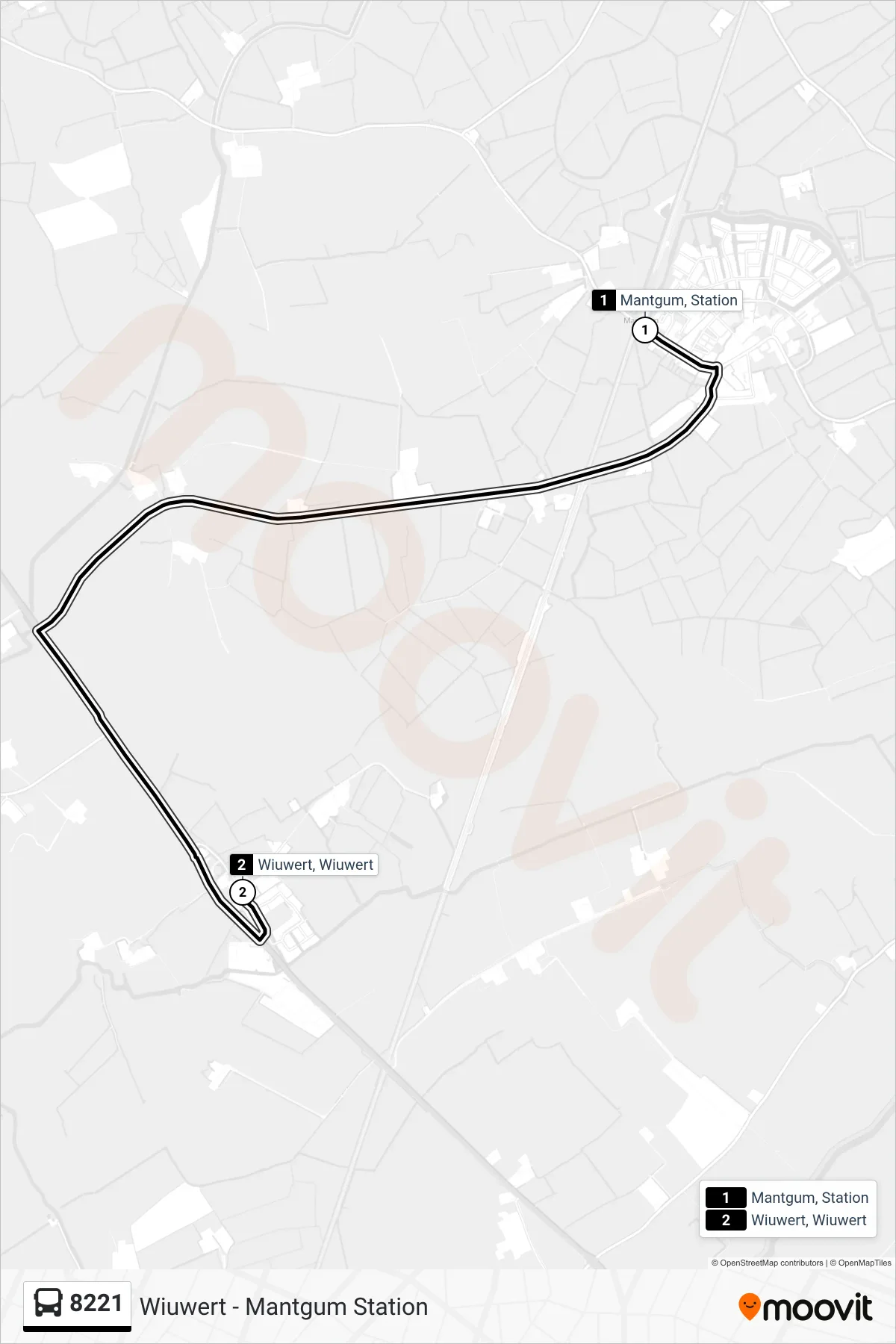 8221 bus Line (Wiuwert) route and stops on a map