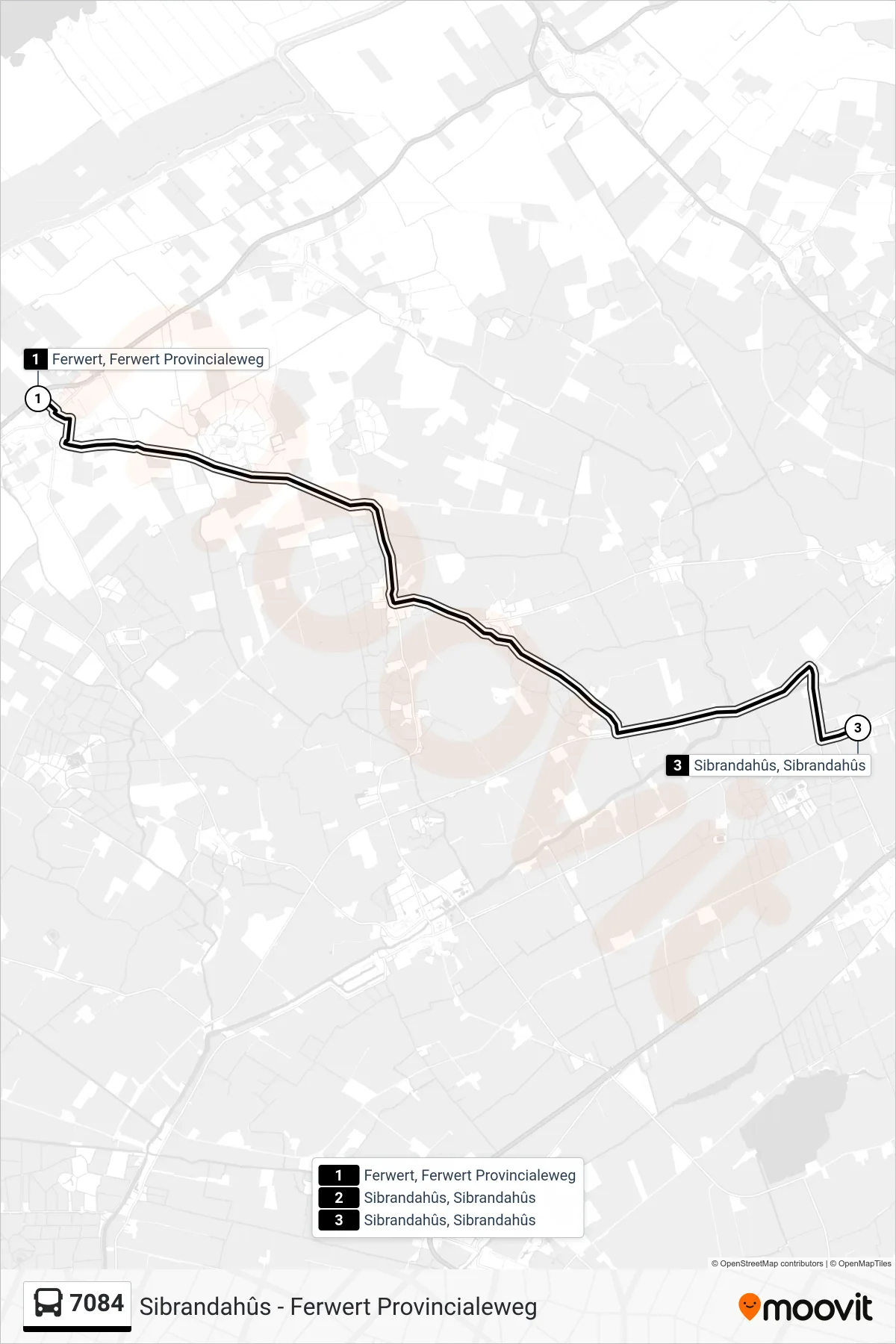 Lijn 7084 (bus, Sibrandahûs): route en haltes op de kaart