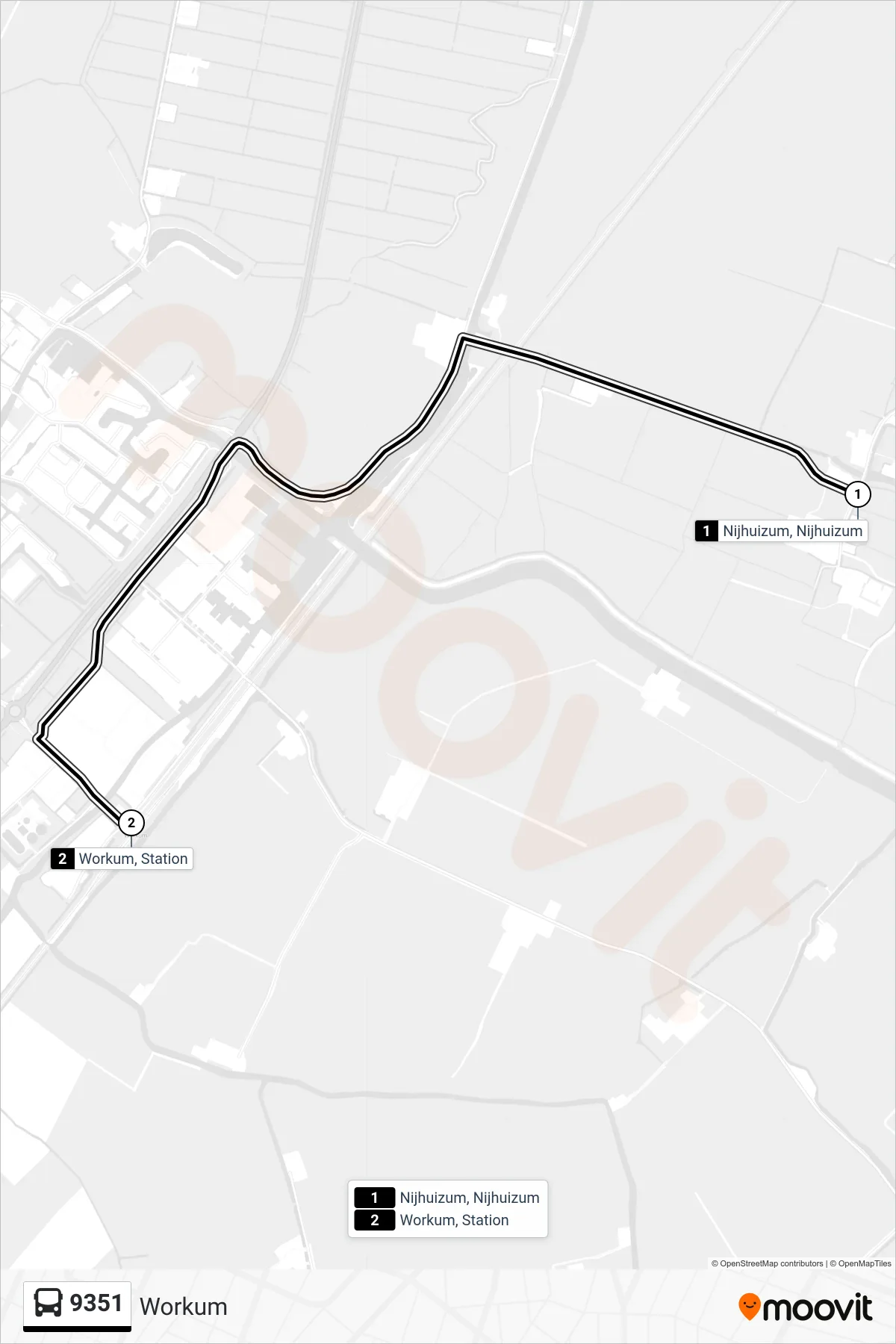 Lijn 9351 (bus, Workum): route en haltes op de kaart