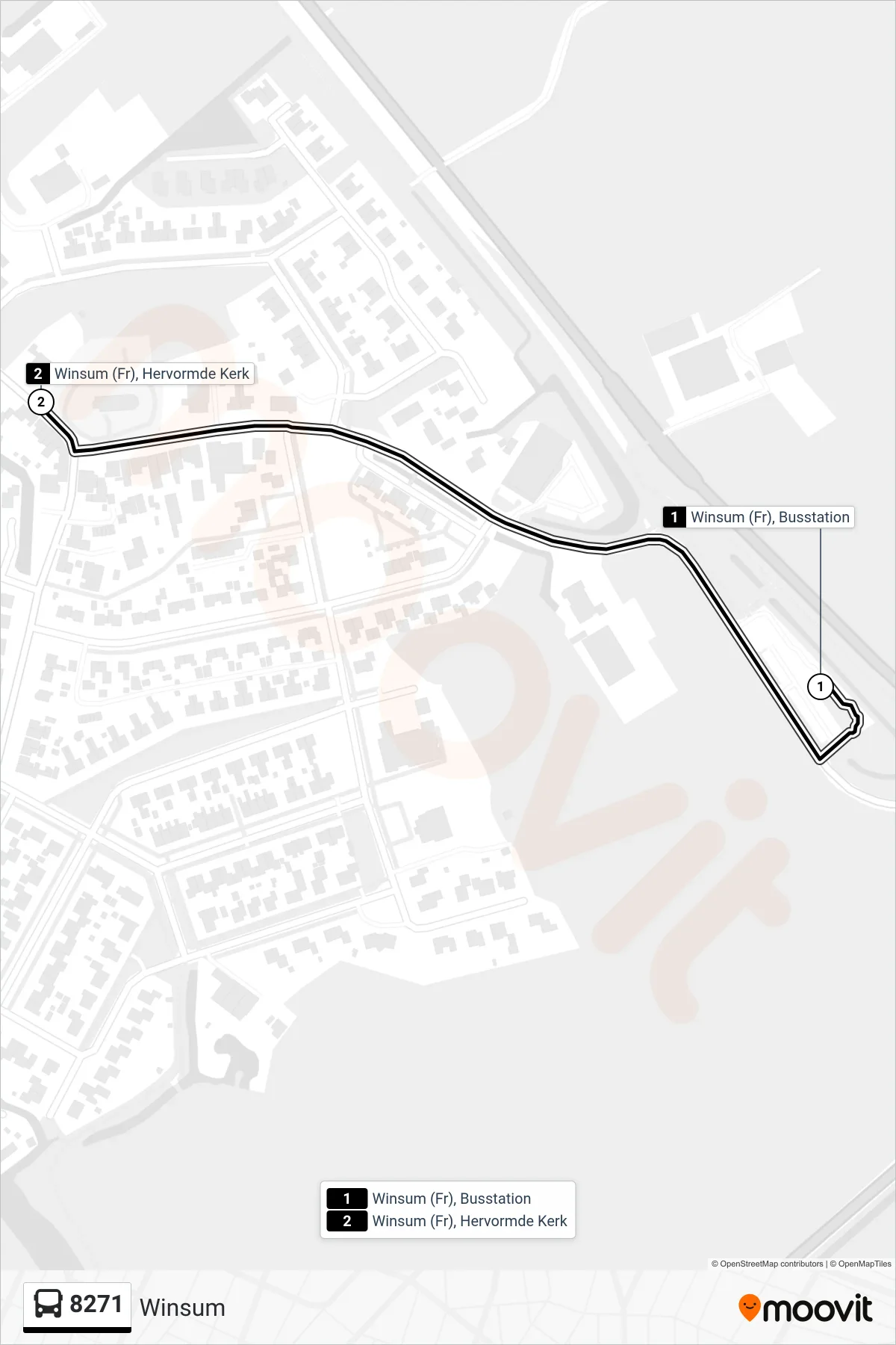Lijn 8271 (bus, Winsum): route en haltes op de kaart