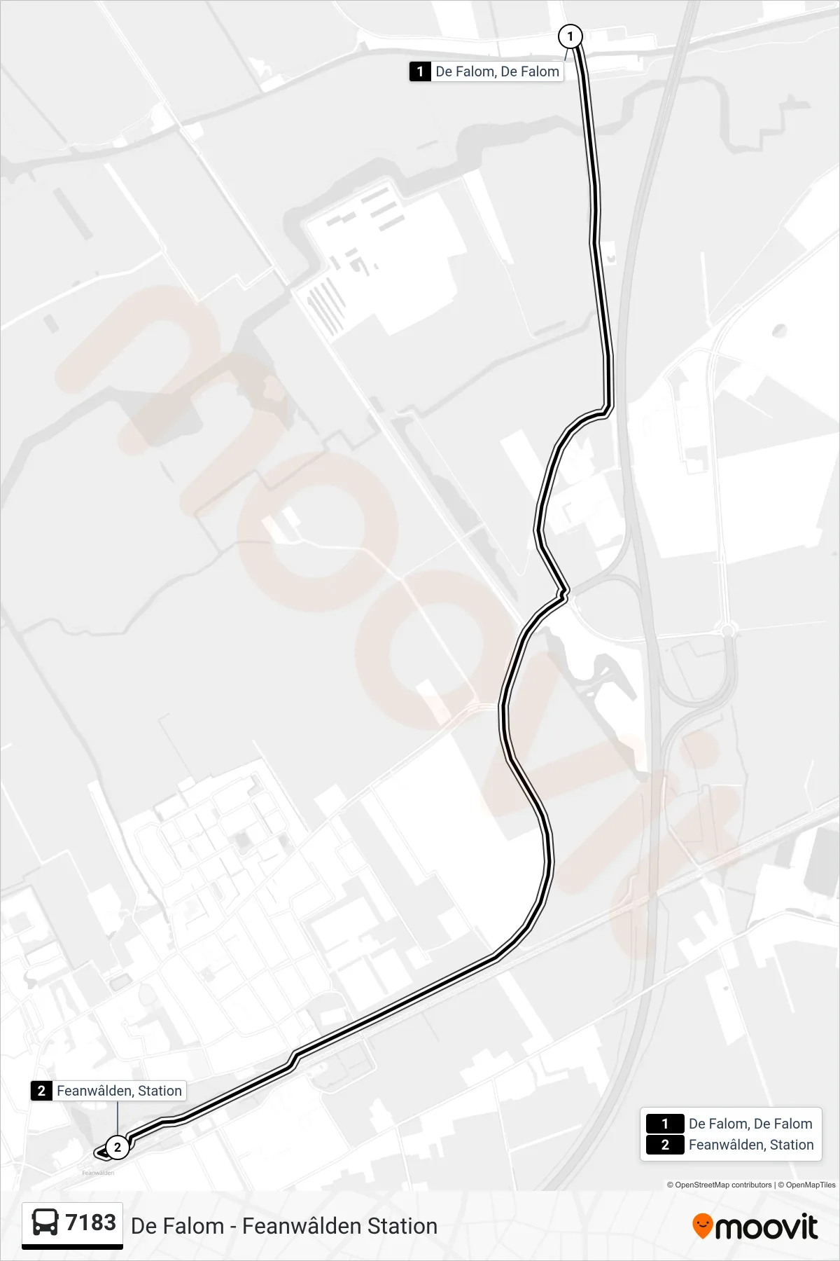 Lijn 7183 (bus, Feanwâlden): route en haltes op de kaart