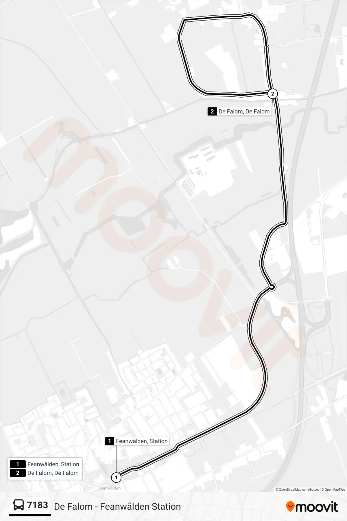 Lijn 7183 (bus, De Falom): route en haltes op de kaart