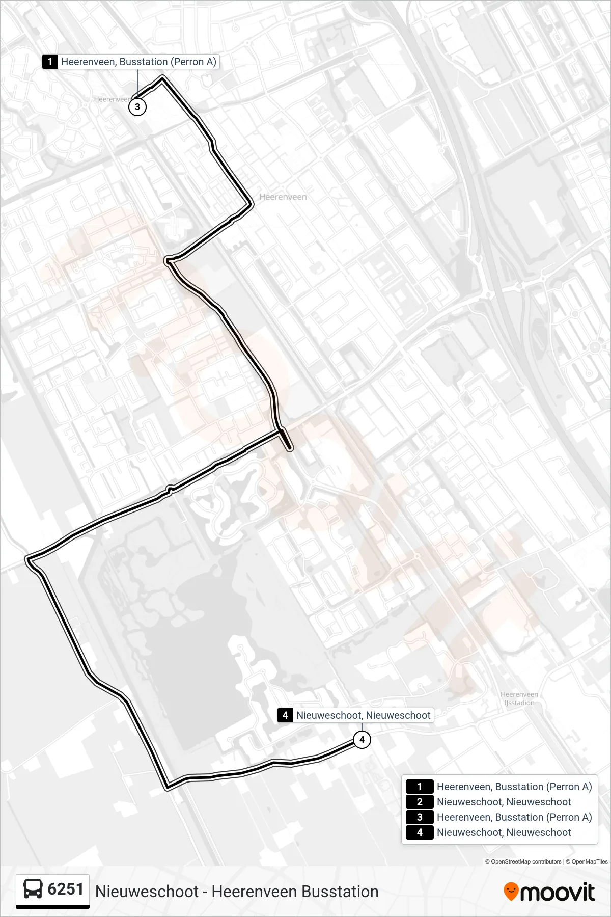 Lijn 6251 (bus, Nieuweschoot): route en haltes op de kaart