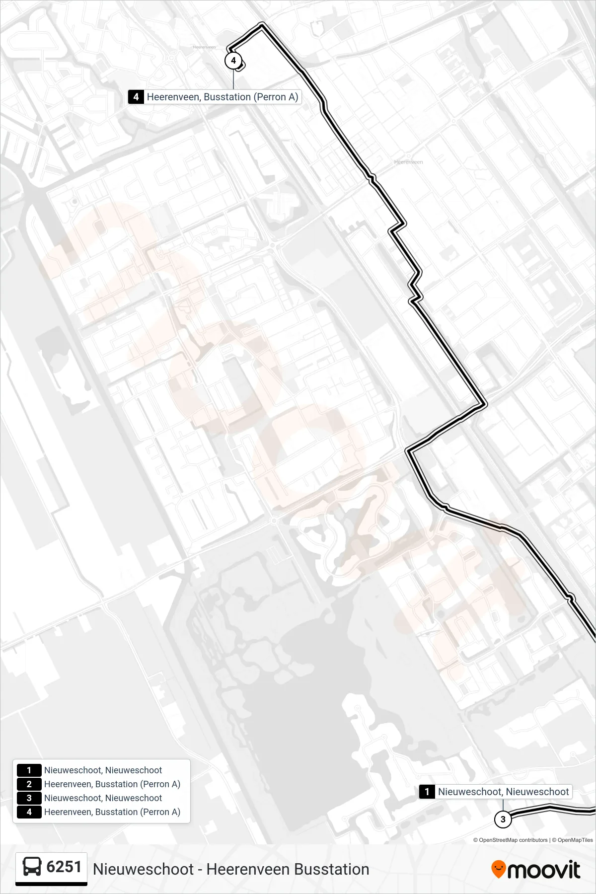 Lijn 6251 (bus, Heerenveen): route en haltes op de kaart