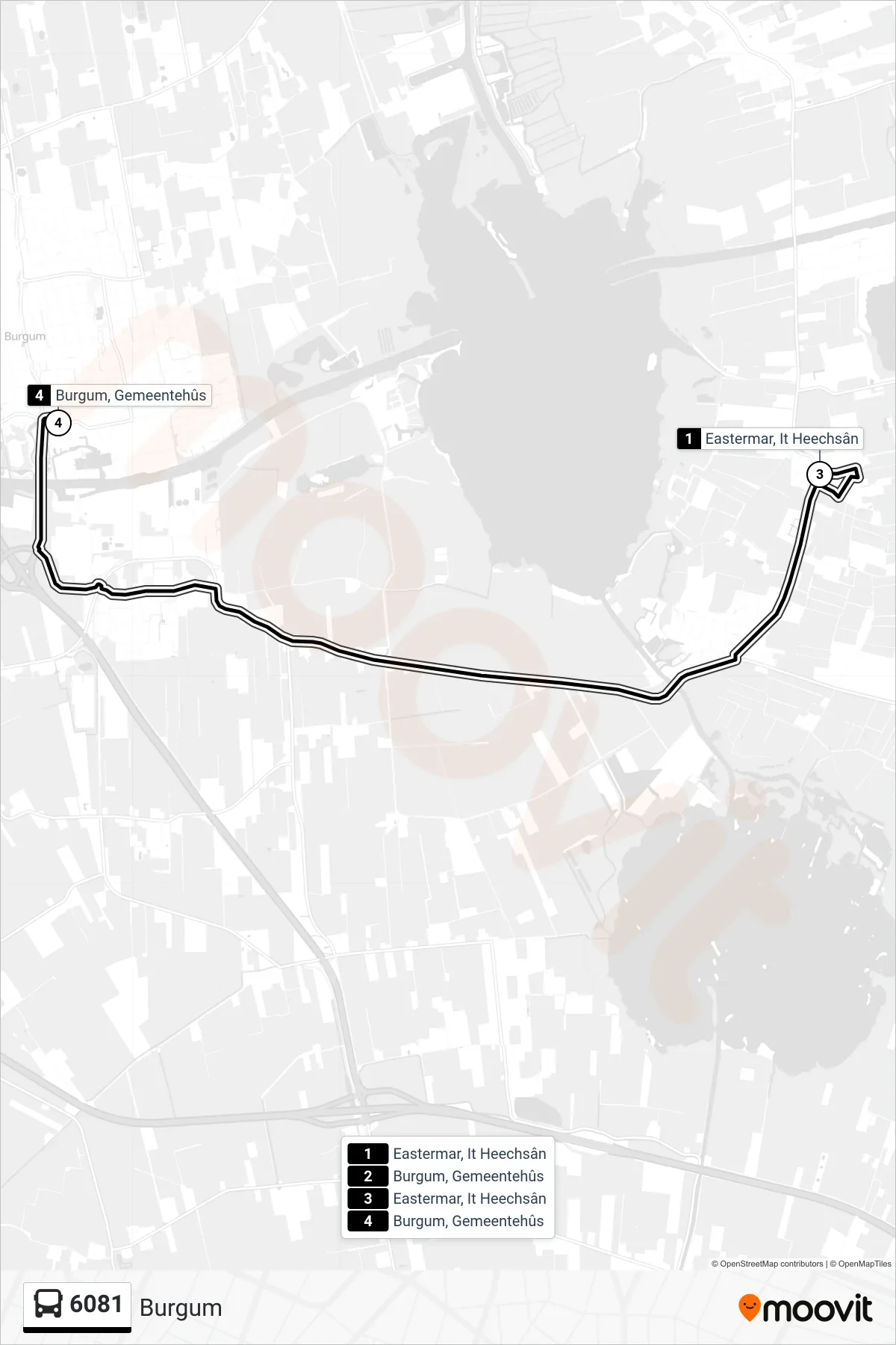 Lijn 6081 (bus, Burgum): route en haltes op de kaart