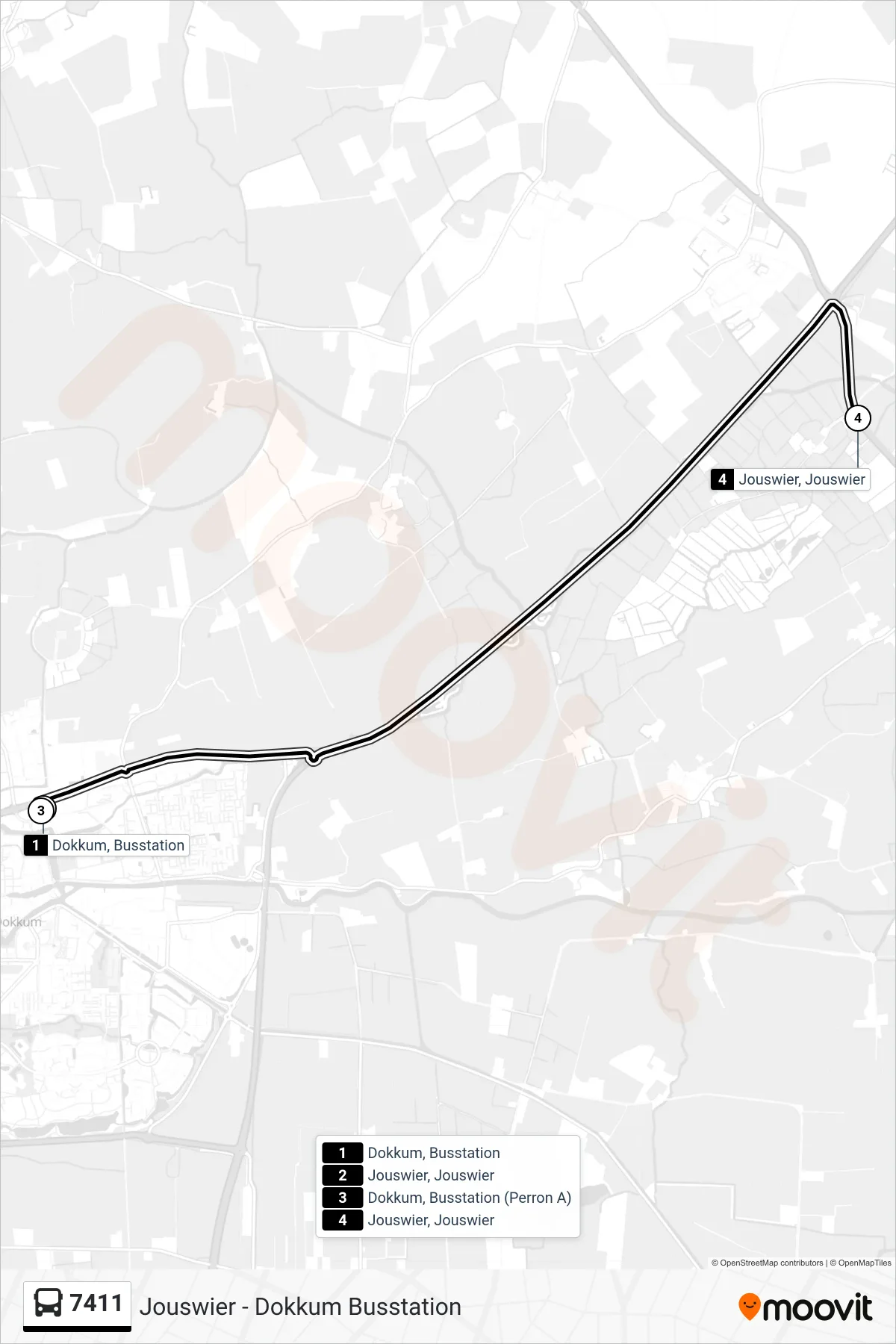 7411 bus Line (Jouswier) route and stops on a map
