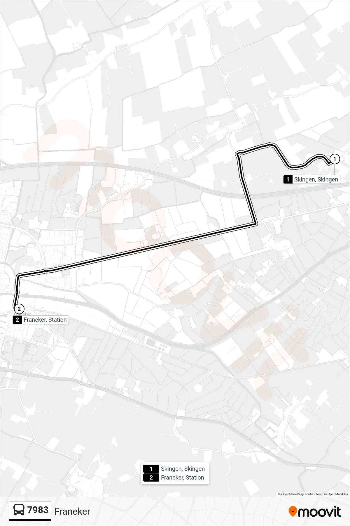 Lijn 7983 (bus, Franeker): route en haltes op de kaart