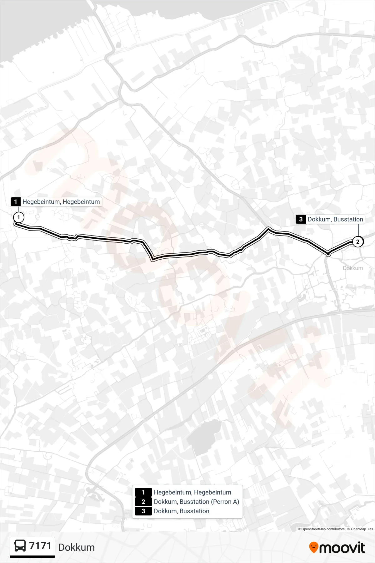 Lijn 7171 (bus, Dokkum): route en haltes op de kaart