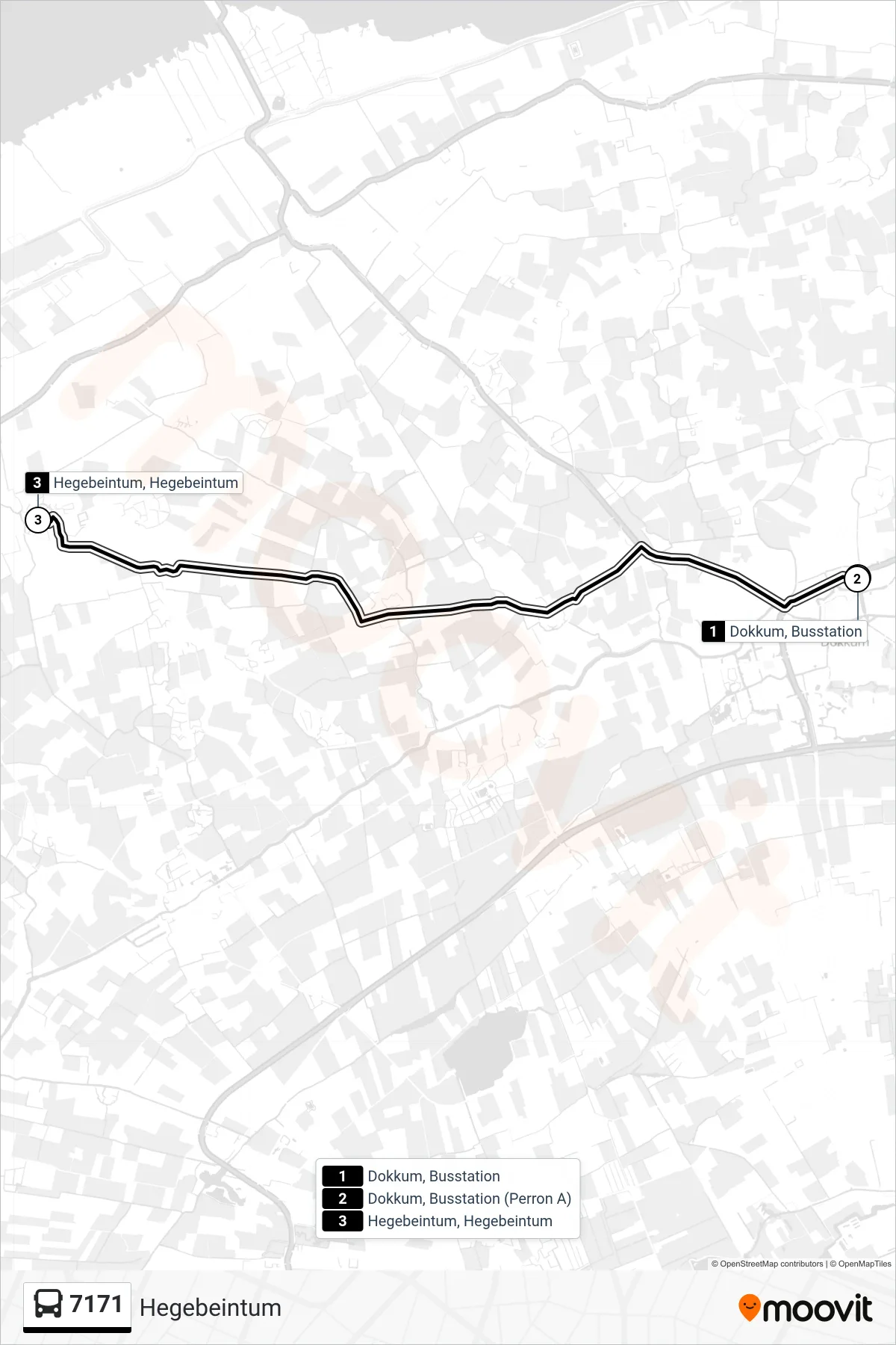 7171 bus Line (Hegebeintum) route and stops on a map