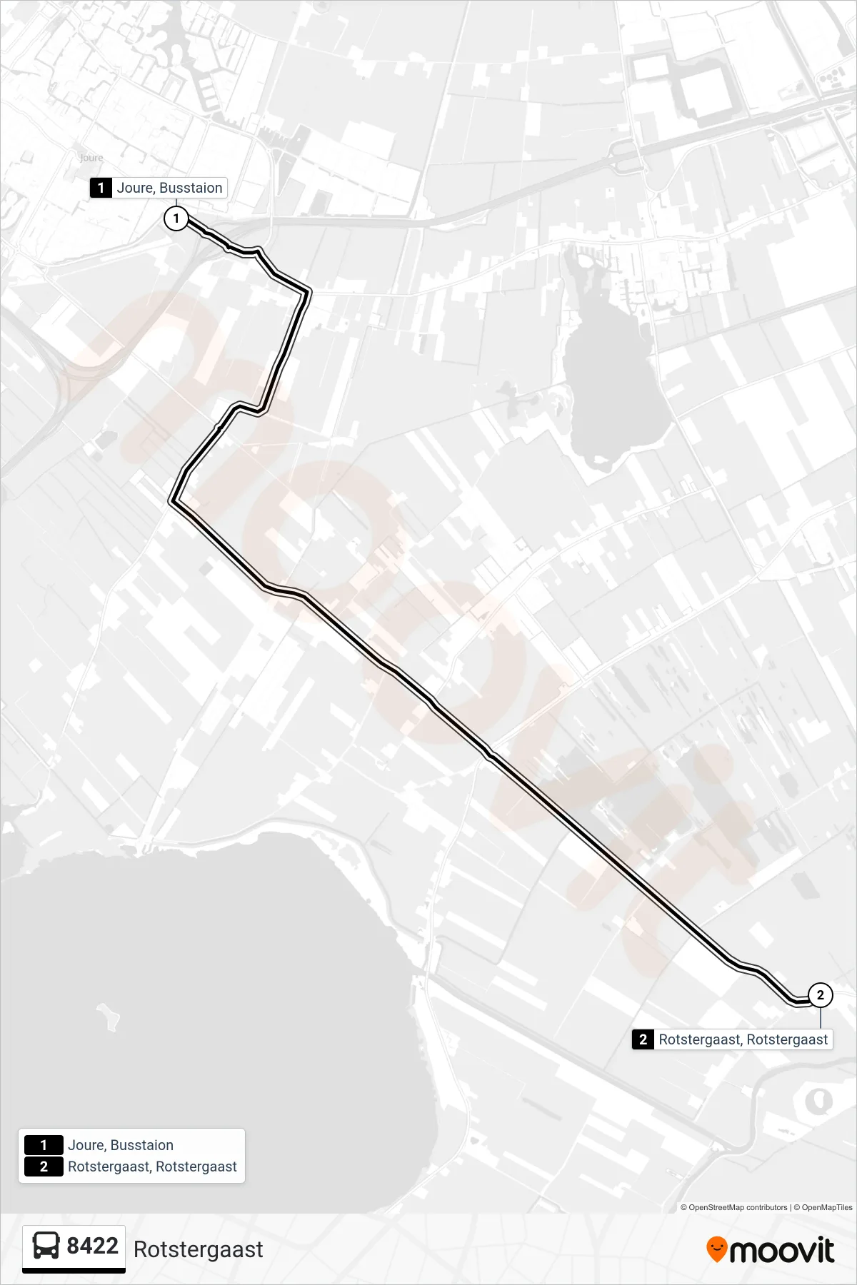 8422 bus Line (Rotstergaast) route and stops on a map